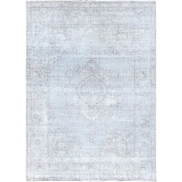 6'6"x9'6" Laid Gray, Vintage Persian Tabriz, Distressed Look, Sheared Low, Worn Wool, Hand Knotted, Oriental Rug HR85402