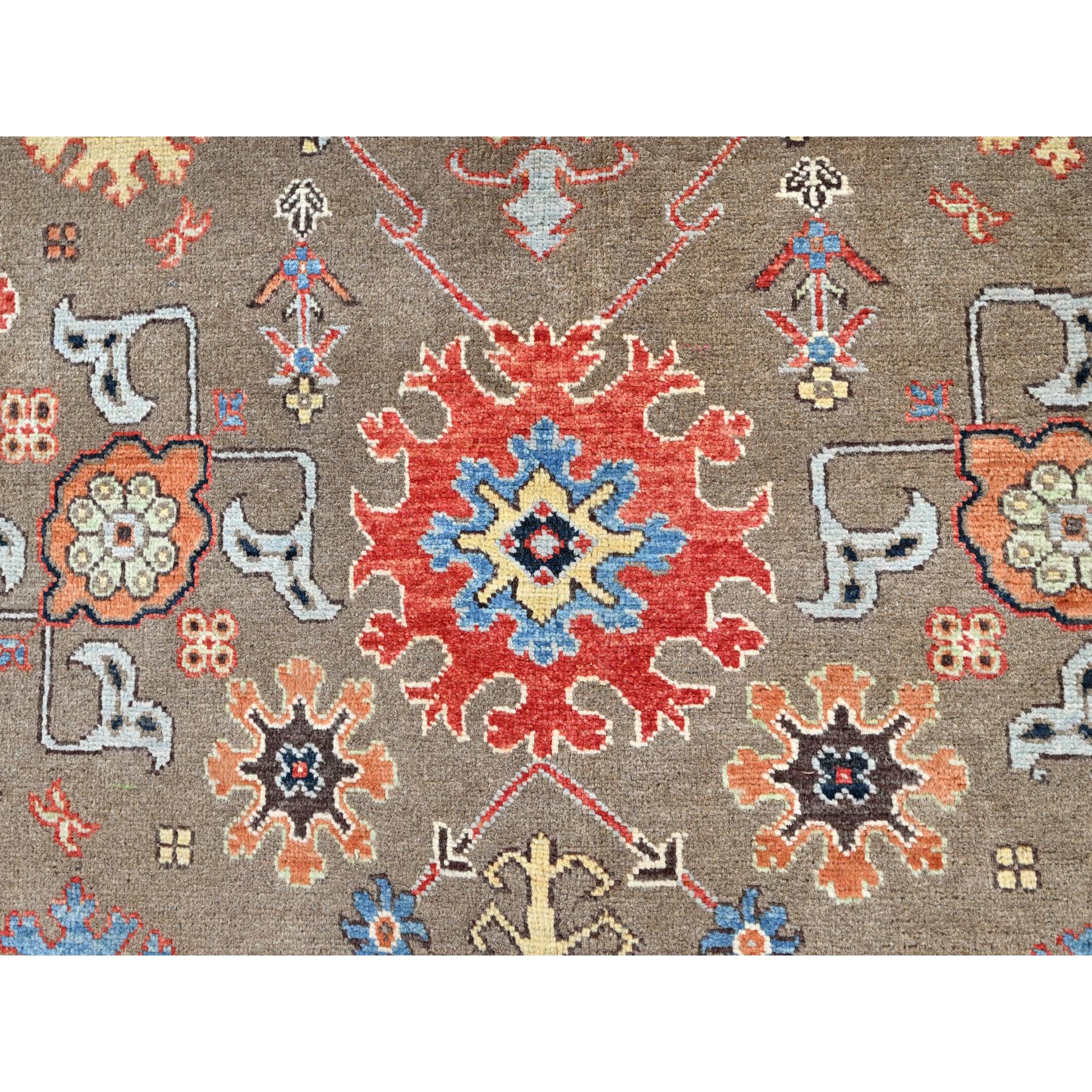 9'x11'9" Tortilla Brown, Natural Dyes, Natural Wool, Hand Knotted, Dense Weave, Afghan Peshawar with Serapi Heriz Design, Oriental Rug HR85634 - Image 9