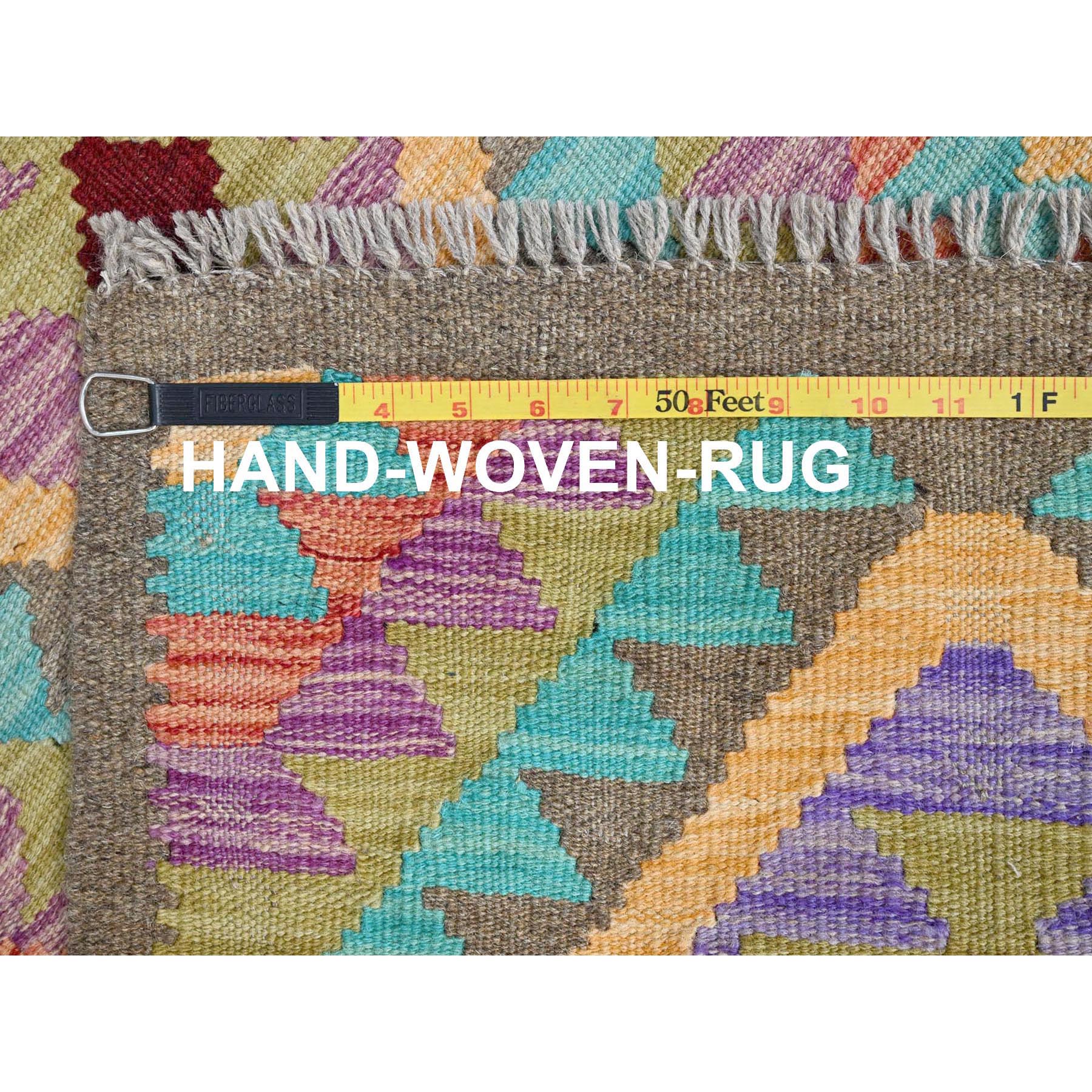 2'x3' Colorful, Reversible, Flat Weave, Hand Woven, Pure Wool, Afghan Kilim With Geometric Pattern, Natural Dyes, Oriental Rug HR85733 - Image 6