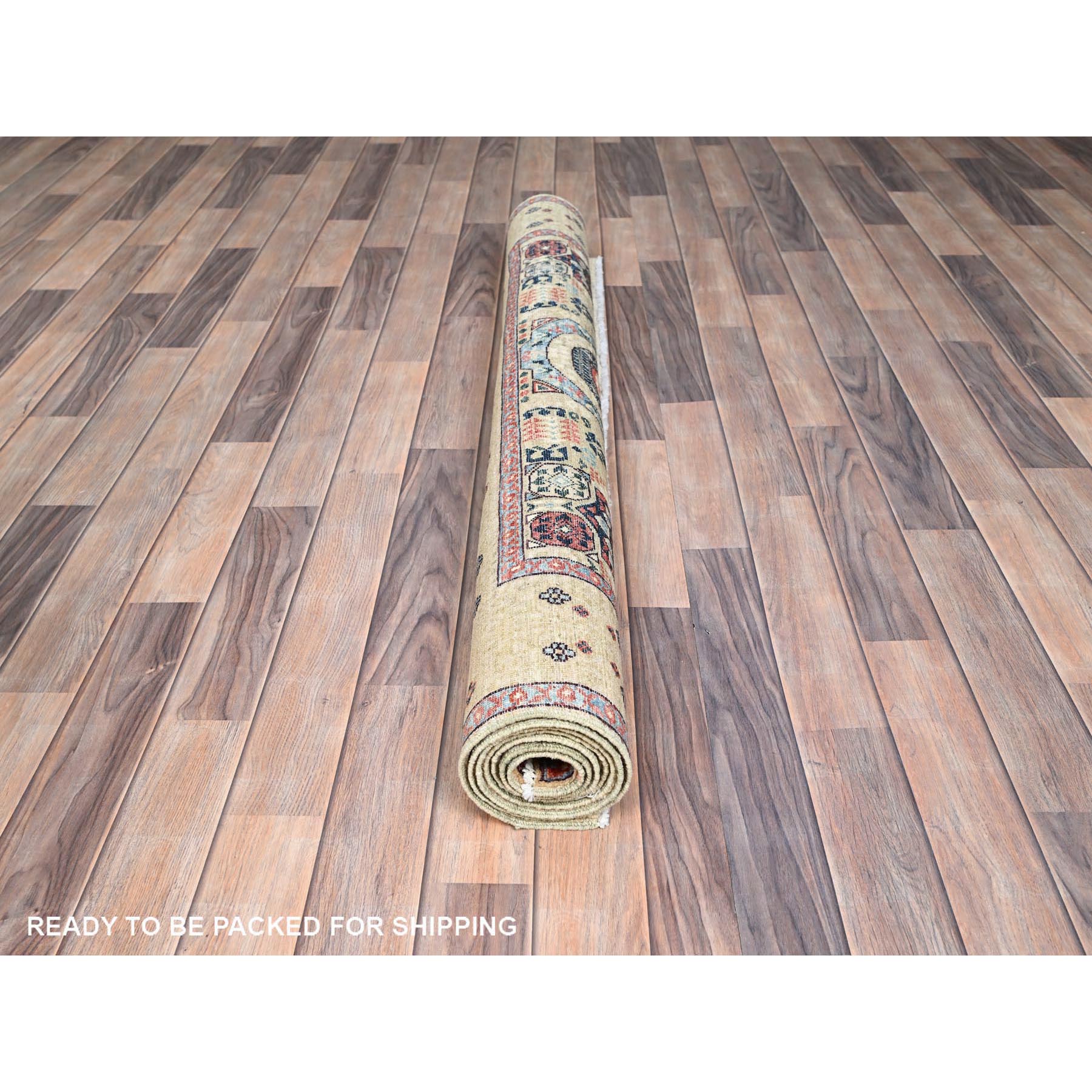 4'9"x7'1" Porcelain White, 14th Century Mamluk Dynasty Pattern, 200 KPSI, Natural Dyes, 100% Wool, Hand Knotted, Oriental Rug HR85860 - Image 5