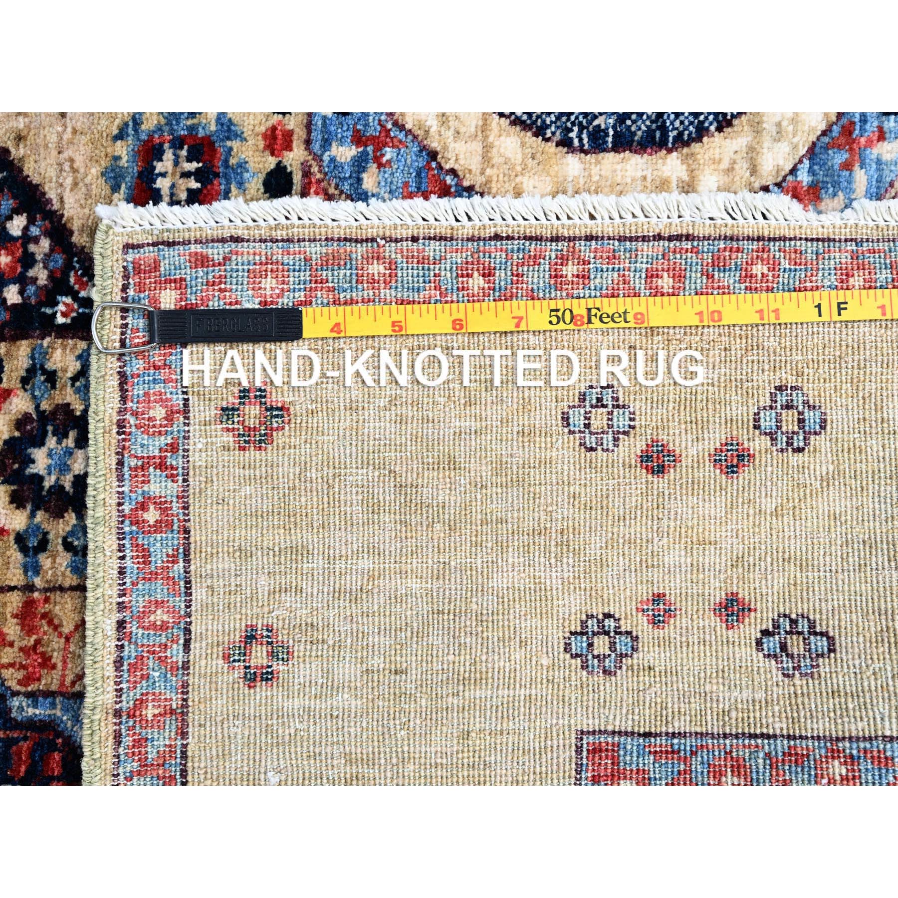 4'9"x7'1" Porcelain White, 14th Century Mamluk Dynasty Pattern, 200 KPSI, Natural Dyes, 100% Wool, Hand Knotted, Oriental Rug HR85860 - Image 7
