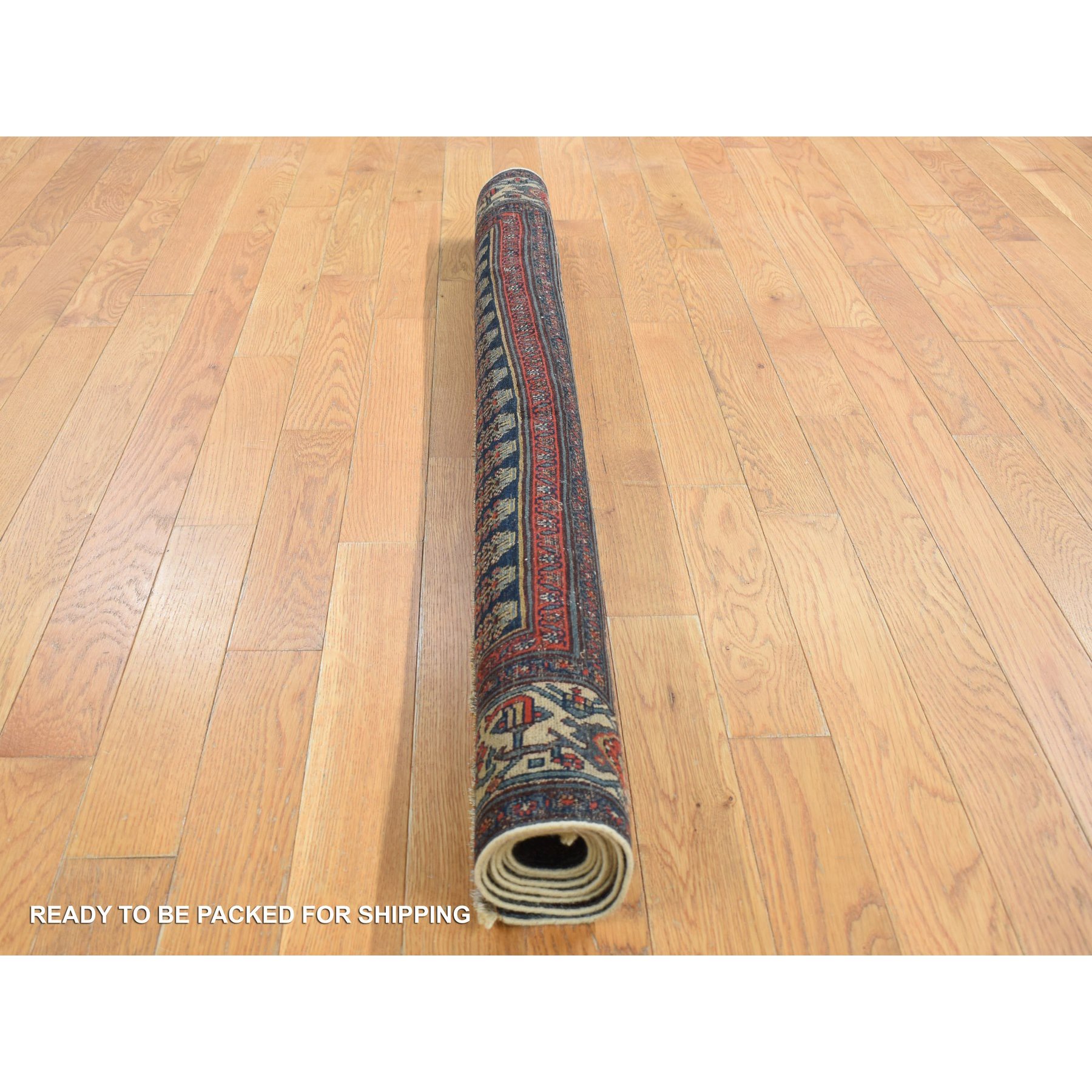 4'x6' Yankees Blue, Antique Persian Senneh, All Over Paisley Repetitive Design, Hand Knotted, Pure Wool, Super Dense Weave, Slight Wear, Cleaned with Sides and Ends Secured, Oriental Rug HR87479 - Image 8