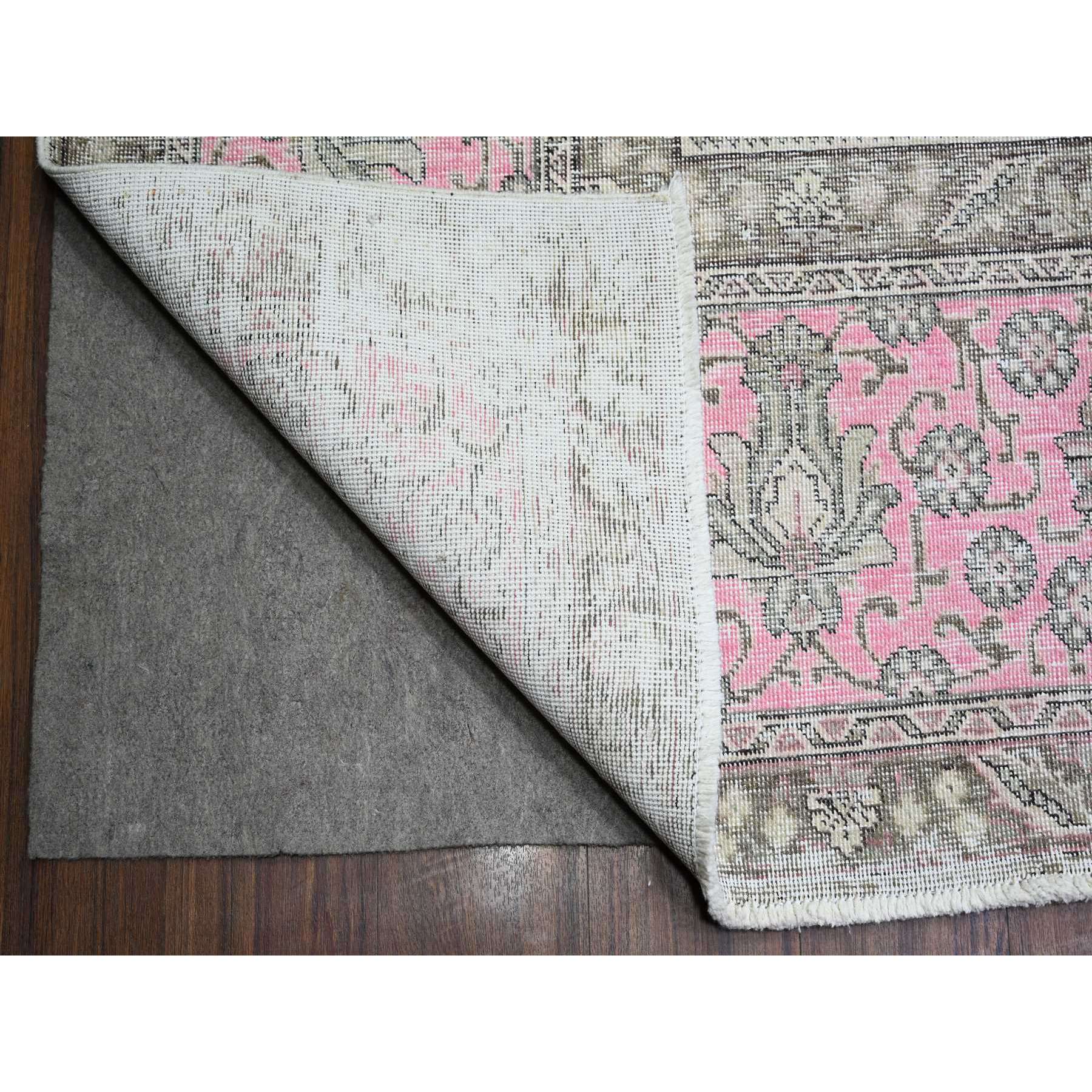 11'3"x15'9" Blush Pink, Vintage Tabriz, Distressed Look, Cropped Thin, Worn Out, Soft Wool, Hand Knotted, Oriental Rug HR74481 - Image 5