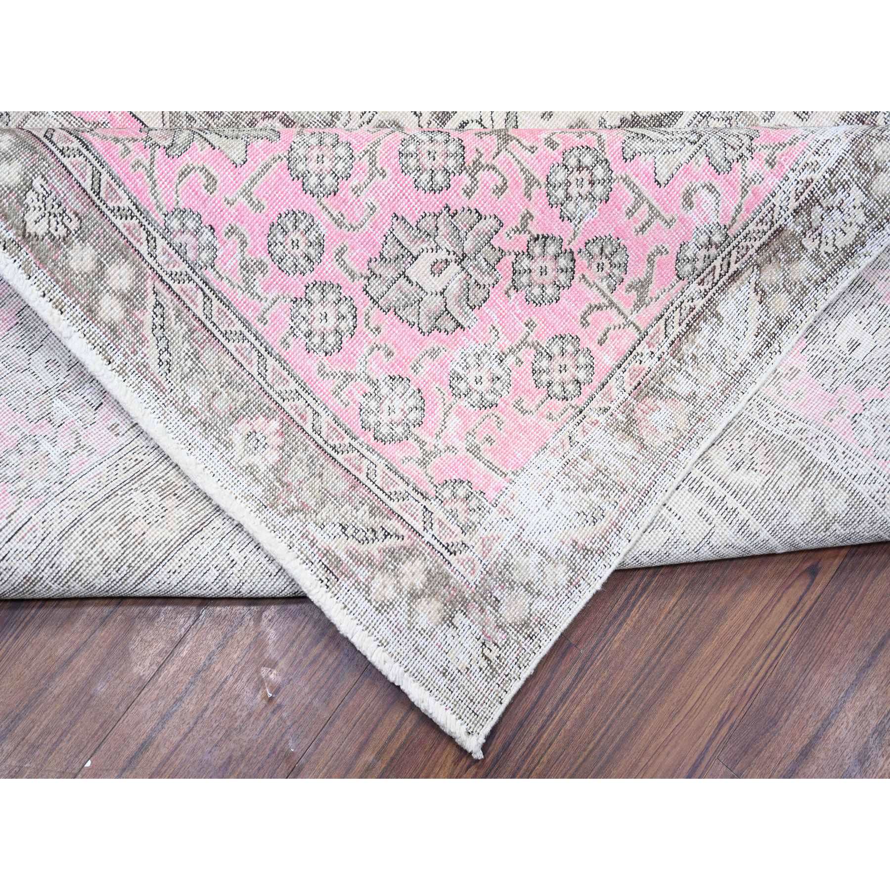 11'3"x15'9" Blush Pink, Vintage Tabriz, Distressed Look, Cropped Thin, Worn Out, Soft Wool, Hand Knotted, Oriental Rug HR74481 - Image 7