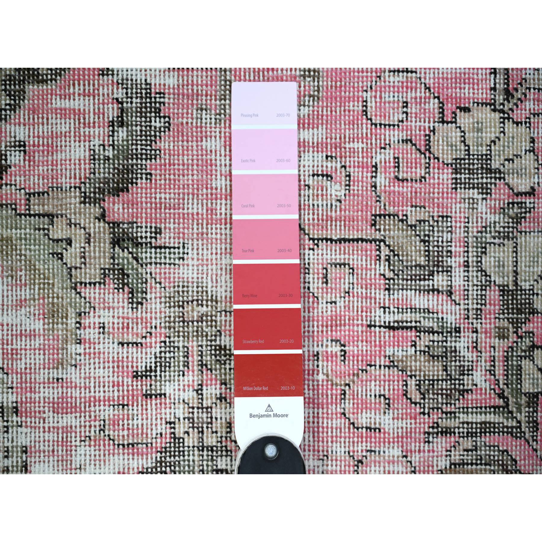 11'3"x15'9" Blush Pink, Vintage Tabriz, Distressed Look, Cropped Thin, Worn Out, Soft Wool, Hand Knotted, Oriental Rug HR74481 - Image 8