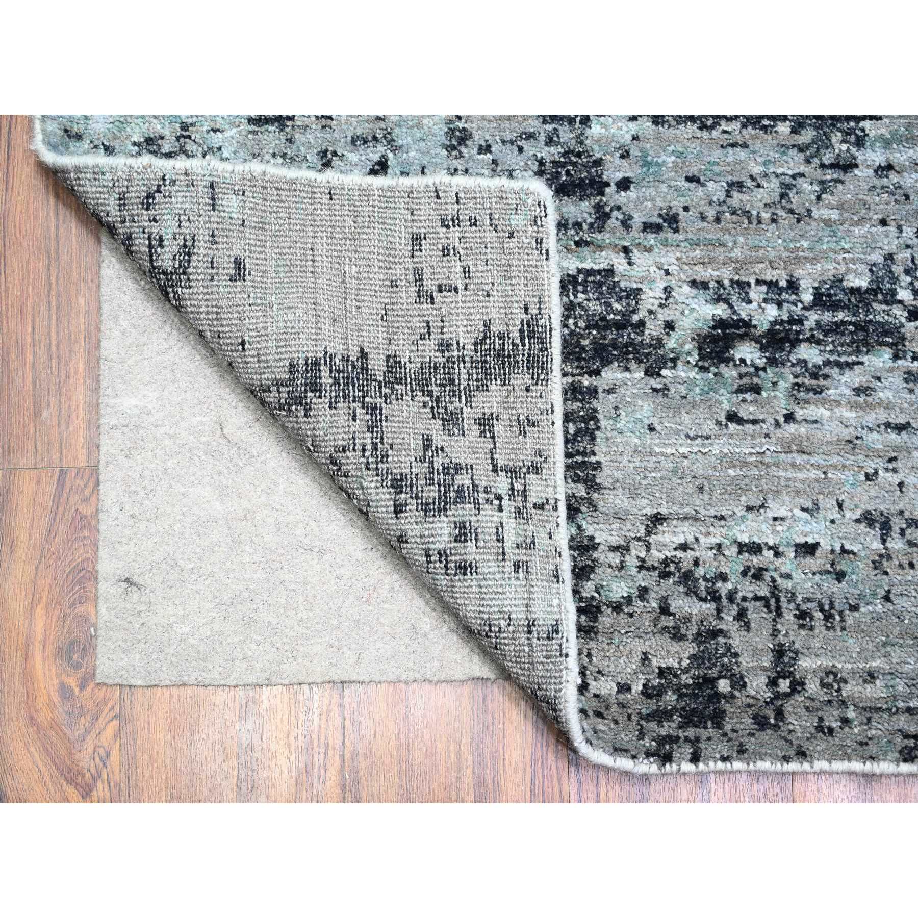 8'10"x12'9" Cloud gray, Tone on Tone, Modern Galaxy Design, Pure Wool, Hand Knotted, Oriental Rug HR74628 - Image 5