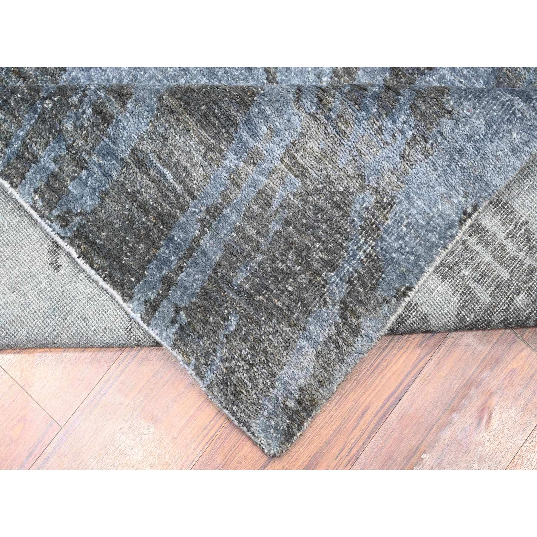 8'10"x12'1" Blue Gray, Modern Tree in the Dusk Design, 100% Wool, Natural Dyes, Tone on Tone, Hand Knotted, Oriental Rug HR74629 - Image 7