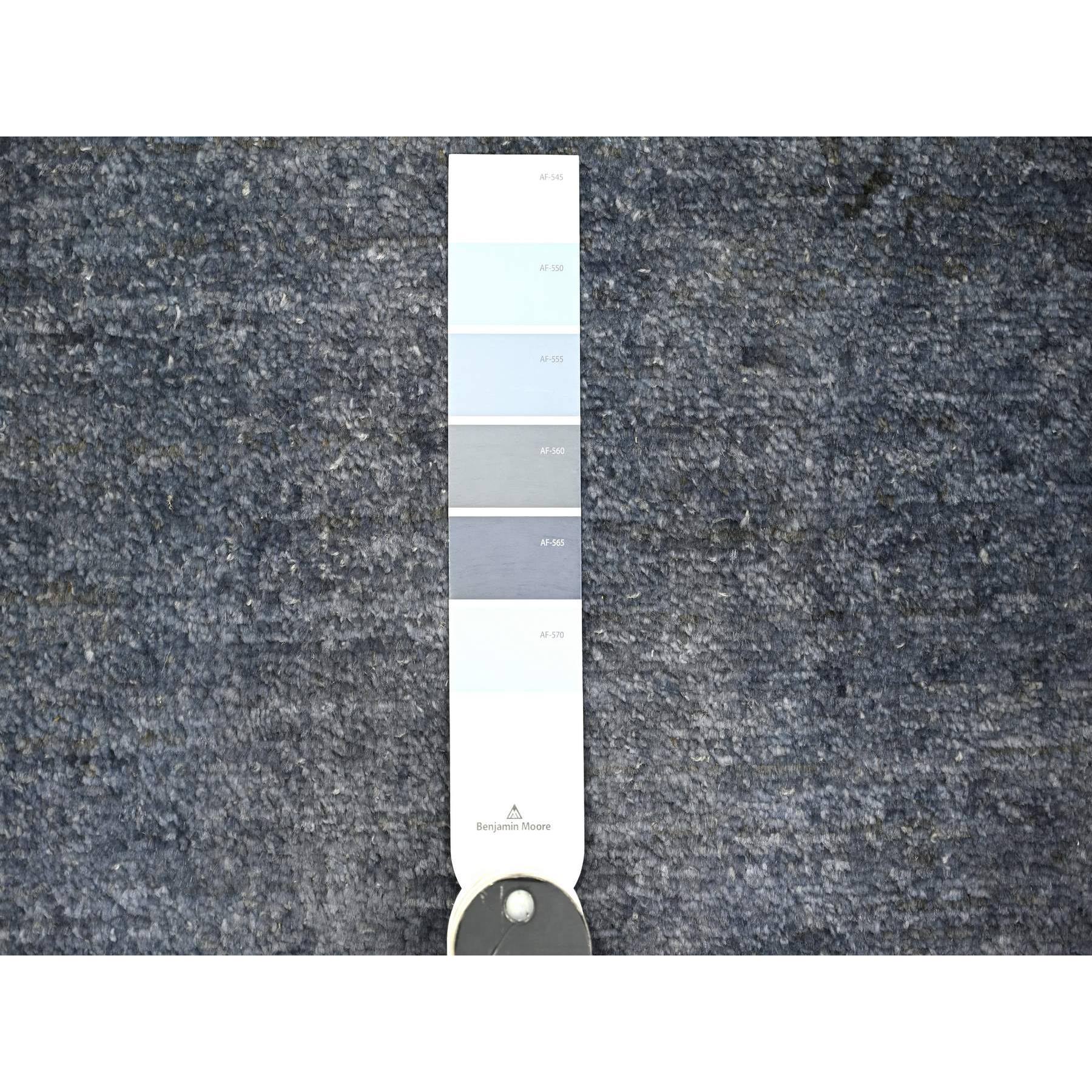 8'10"x12'1" Blue Gray, Modern Tree in the Dusk Design, 100% Wool, Natural Dyes, Tone on Tone, Hand Knotted, Oriental Rug HR74629 - Image 8