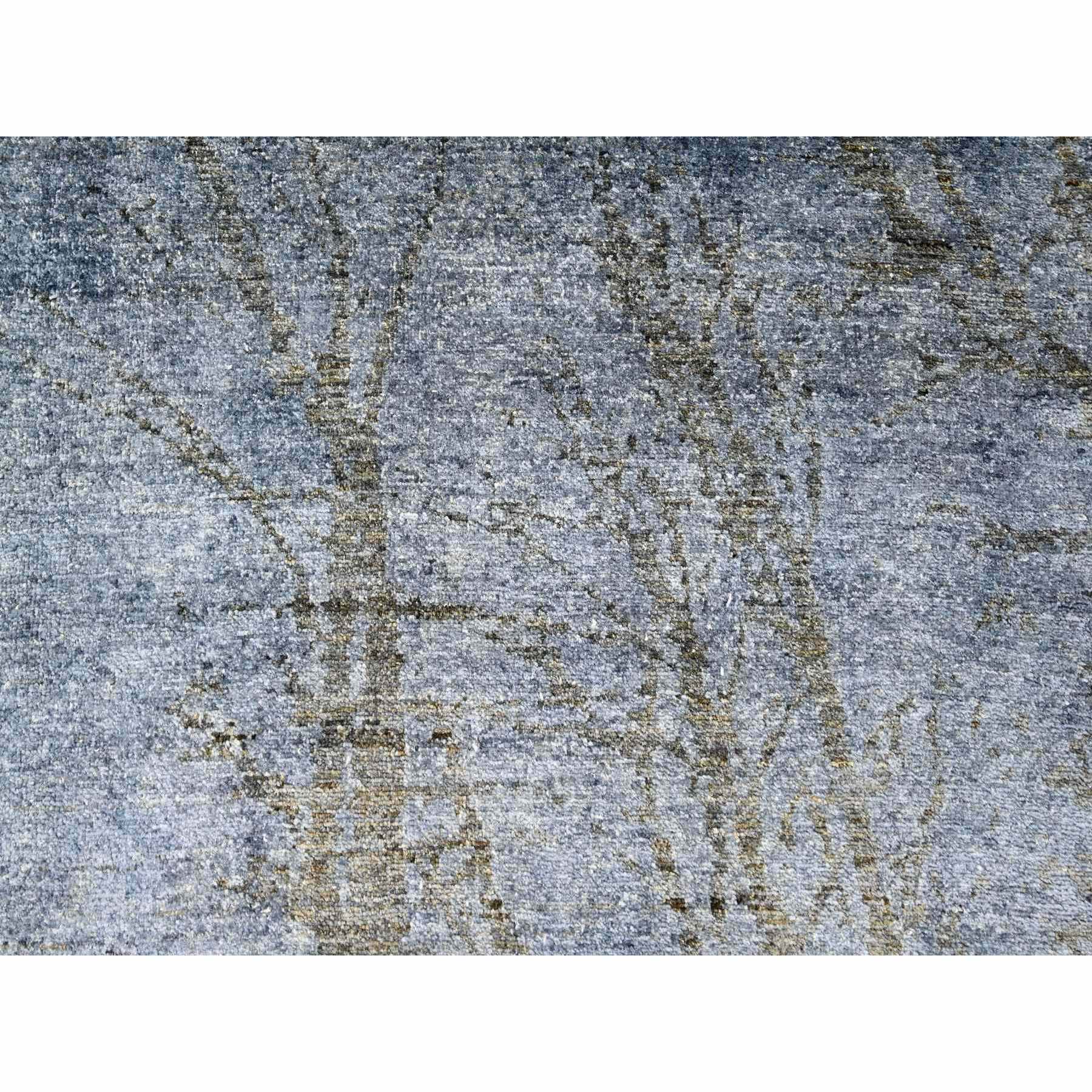 8'10"x12'1" Blue Gray, Modern Tree in the Dusk Design, 100% Wool, Natural Dyes, Tone on Tone, Hand Knotted, Oriental Rug HR74629 - Image 9