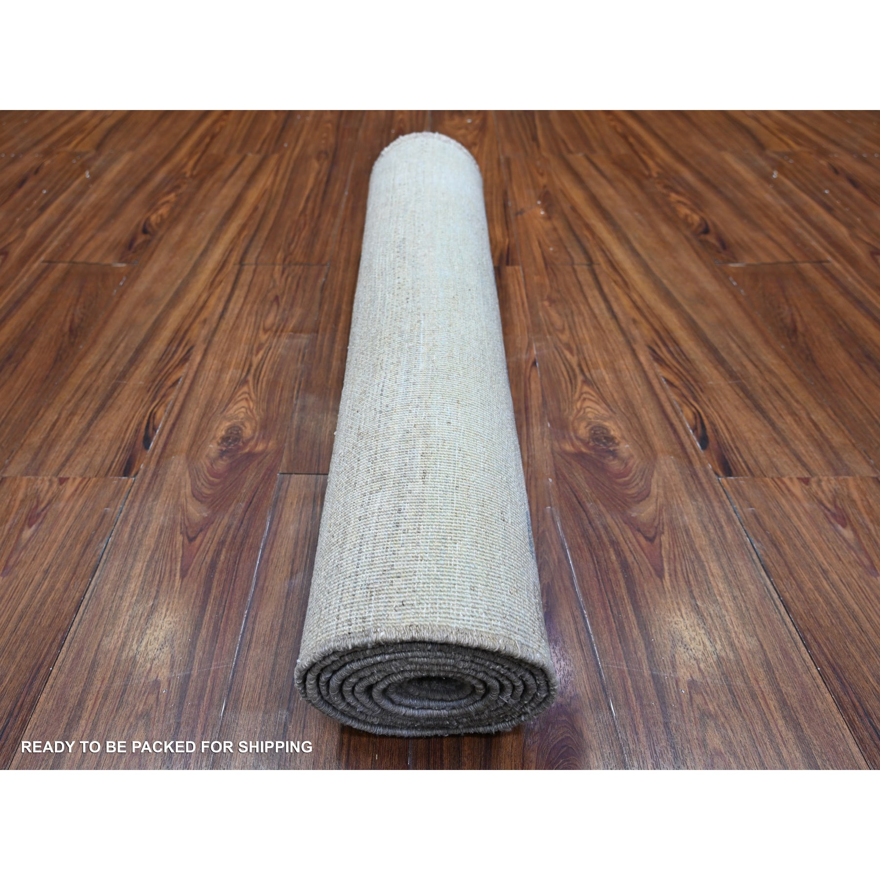 2'8"x9'5" Pastel Gray, Fine Kashkuli Gabbeh, Hand Knotted, Soft and Shiny Wool, Natural Dyes, Runner Oriental Rug HR74688 - Image 4