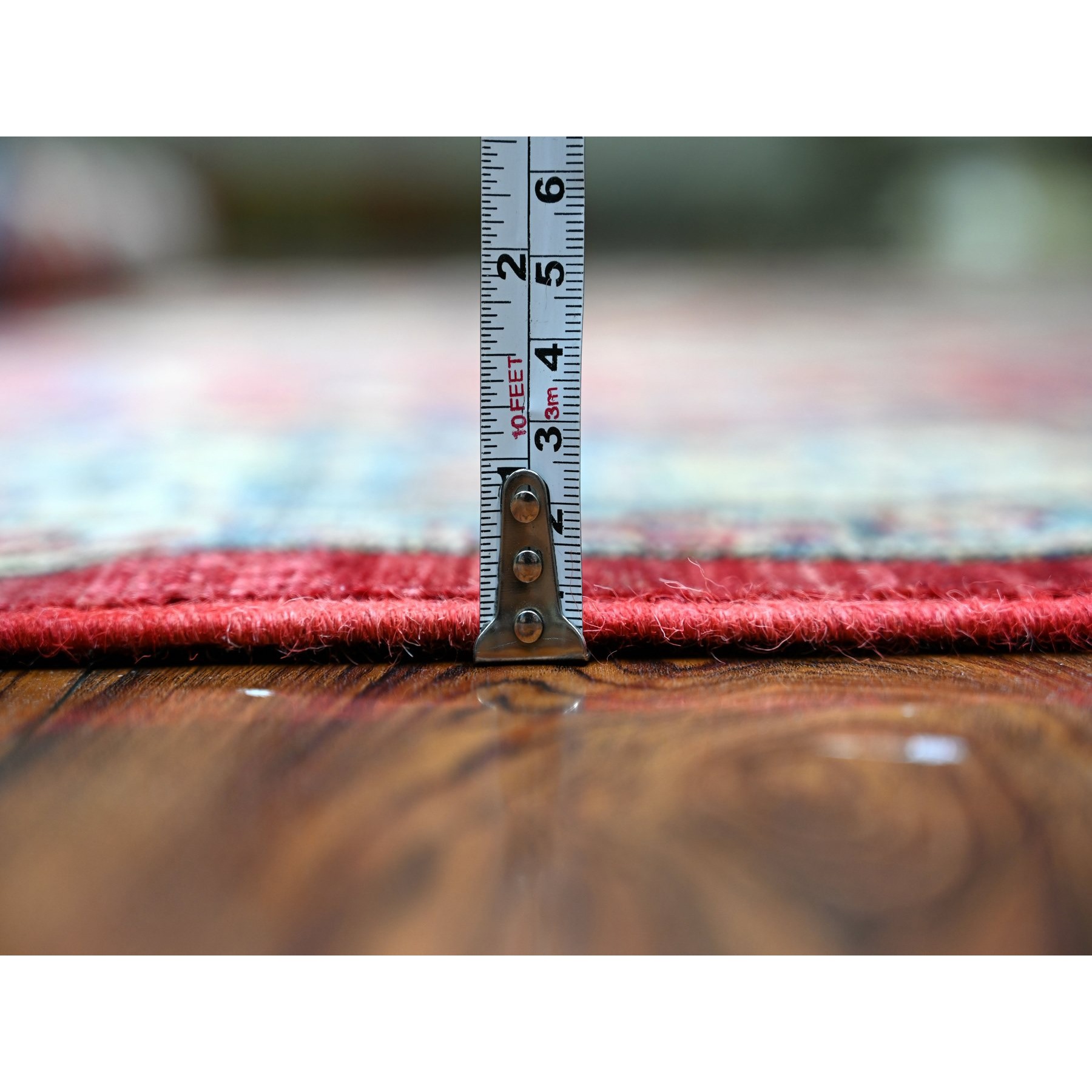 6'9"x9'9" Rufous Red, Vegetable Dyes, 100% Wool, Afghan Super Kazak with Geometric Elements, Hand Knotted, Oriental Rug HR74826 - Image 5