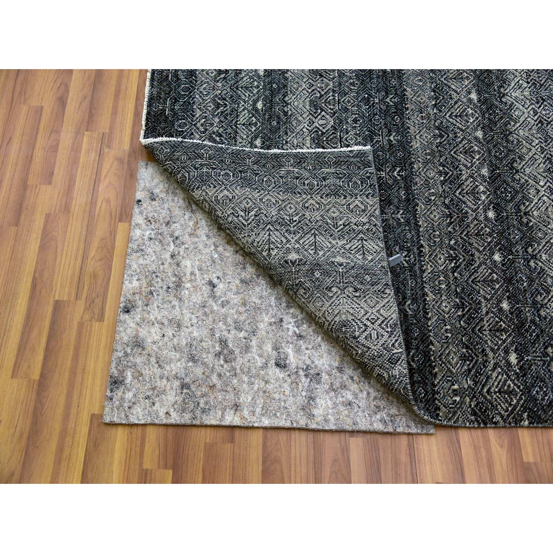 10'x10' Arsenic Gray, 100% Plush Wool, Hand Knotted, Kohinoor Herat Small Geometric Repetitive Design, Square Oriental Rug HR79460 - Image 4