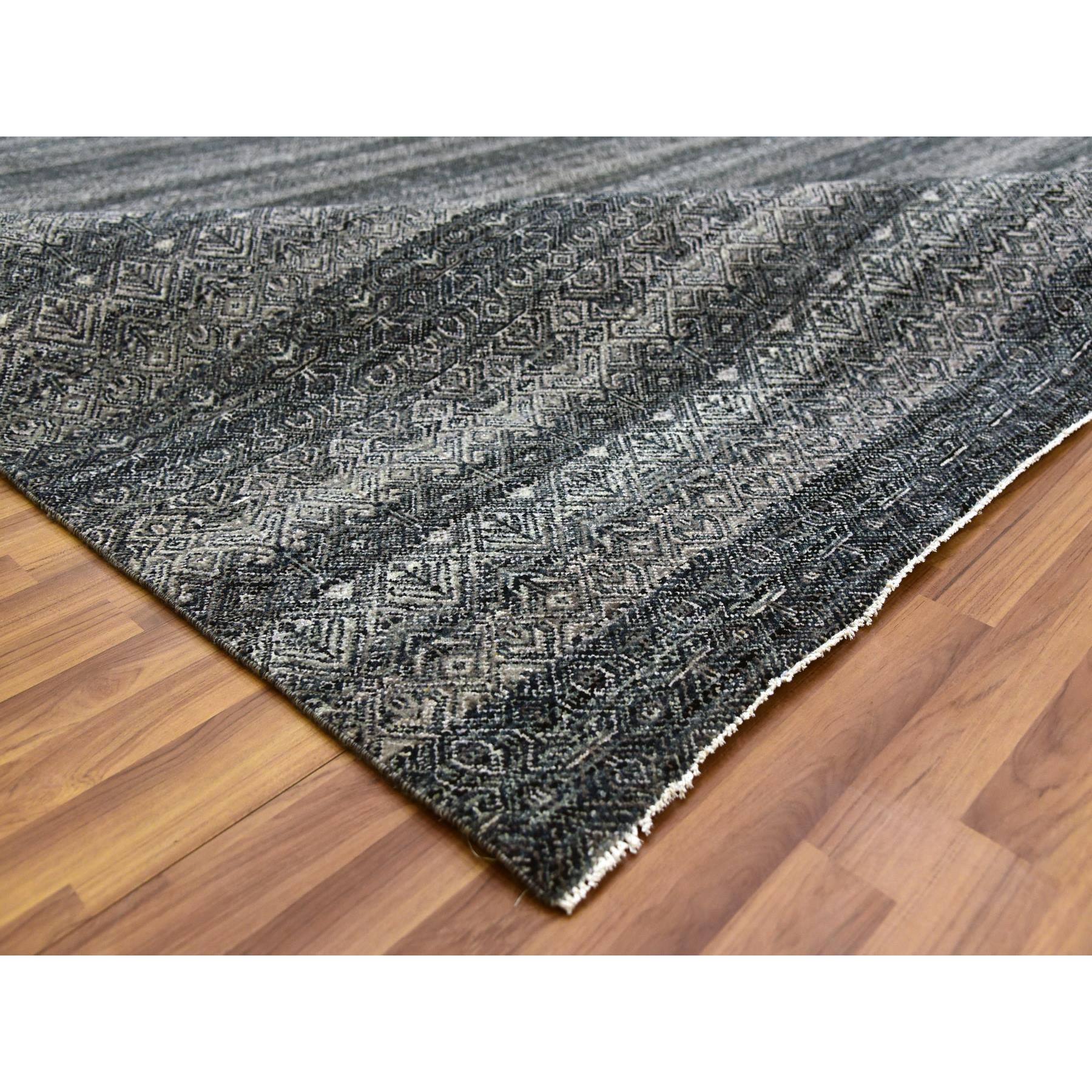 10'x10' Arsenic Gray, 100% Plush Wool, Hand Knotted, Kohinoor Herat Small Geometric Repetitive Design, Square Oriental Rug HR79460 - Image 6