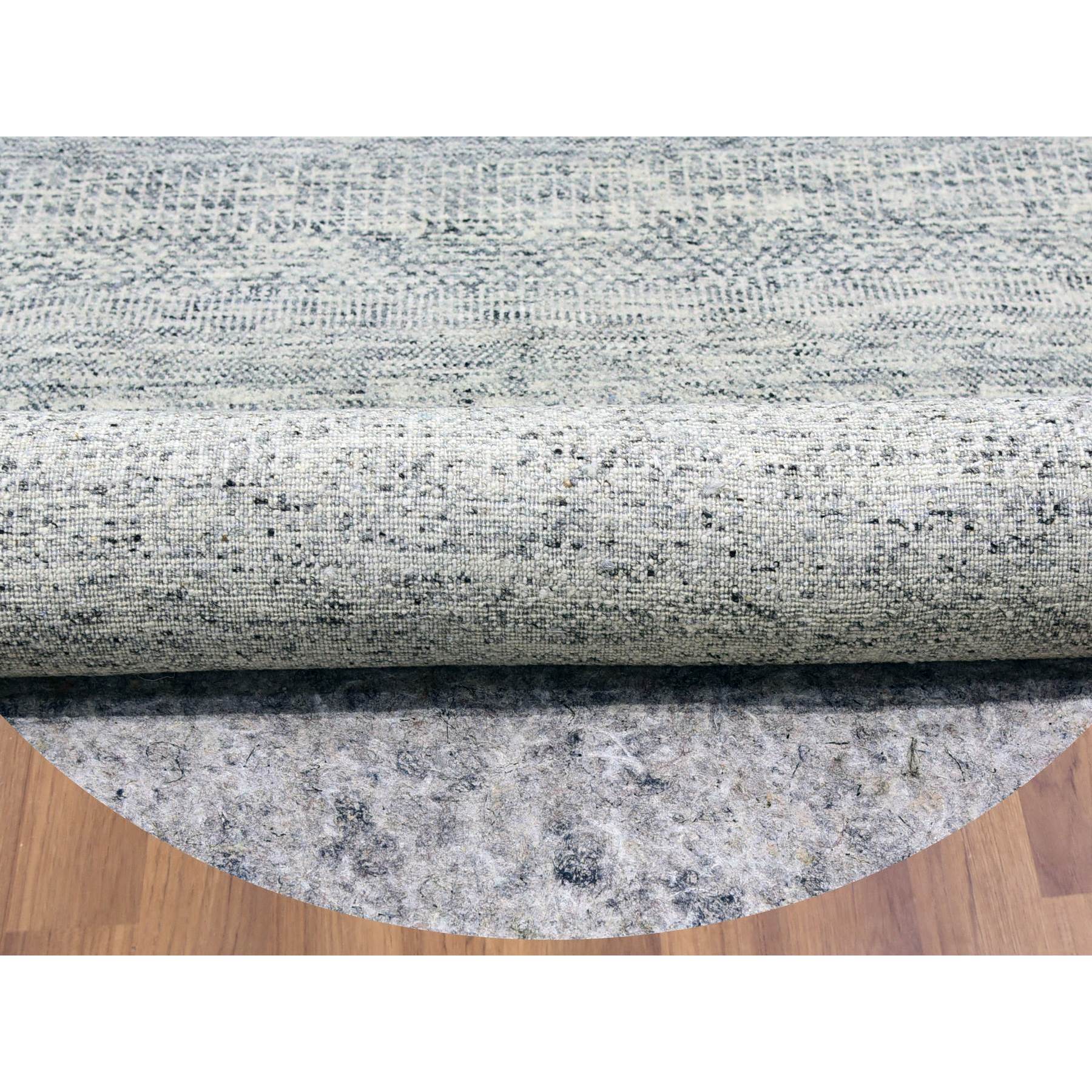11'x11' Bright Gray, Modern Grass Design, Tone on Tone, Undyed Natural Wool, Hand Knotted, Round Oriental Rug HR79507 - Image 4