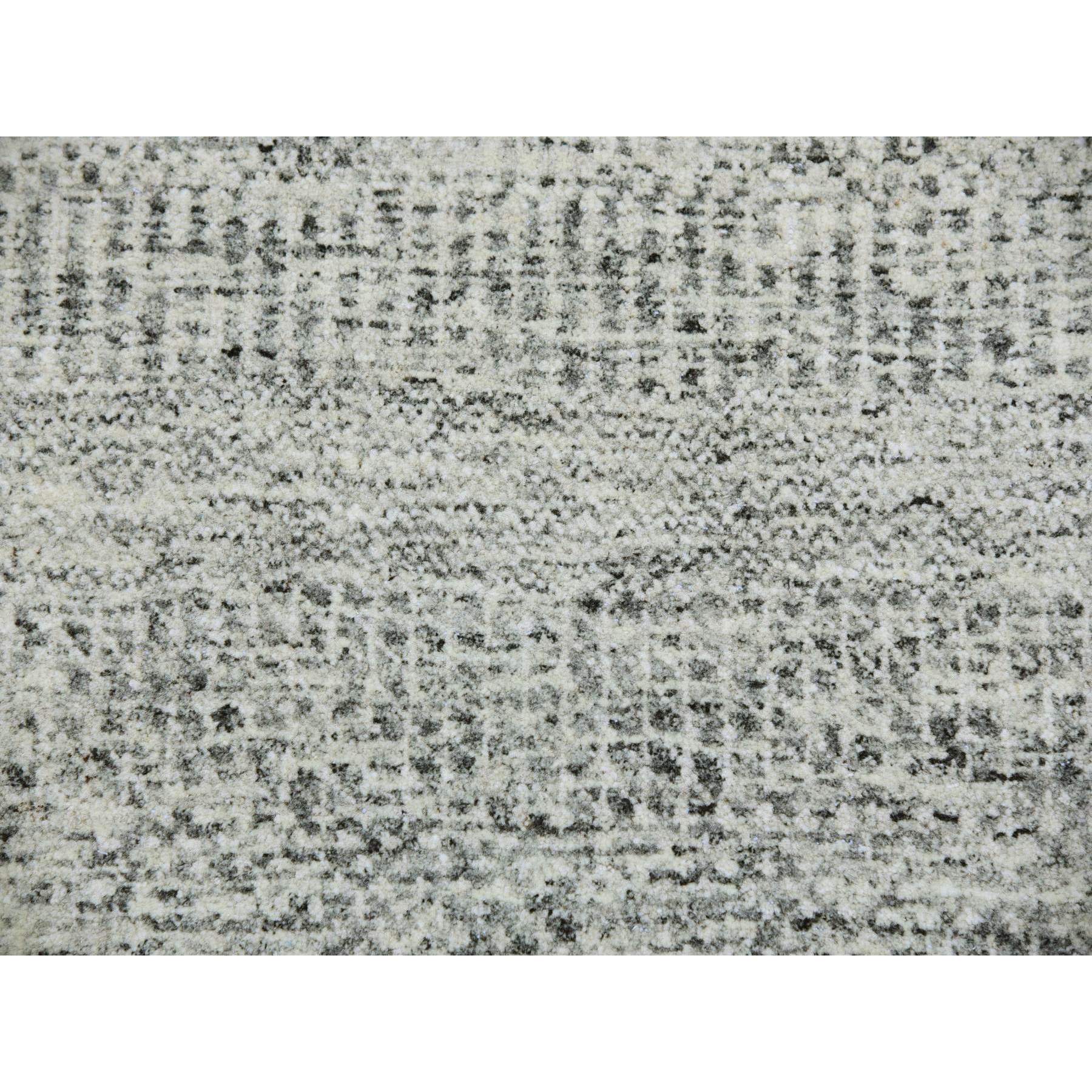 11'x11' Bright Gray, Modern Grass Design, Tone on Tone, Undyed Natural Wool, Hand Knotted, Round Oriental Rug HR79507 - Image 8