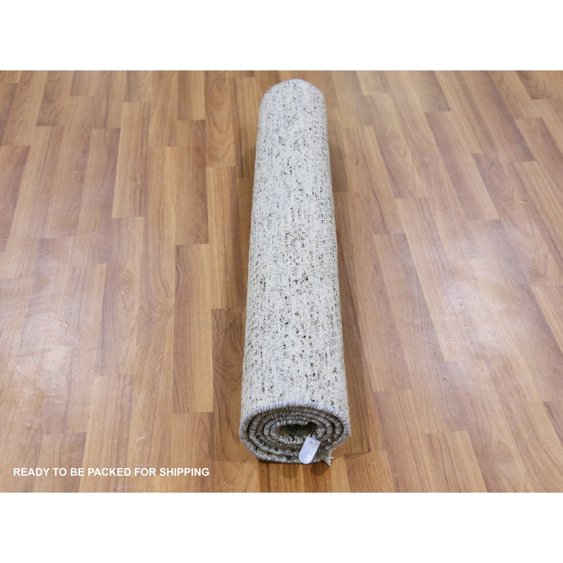 3'x5'1" Gainsboro Gray, Modern Tone on Tone Grass Design, Hand Knotted, Undyed Organic Wool, Oriental Rug HR79524 - Image 5