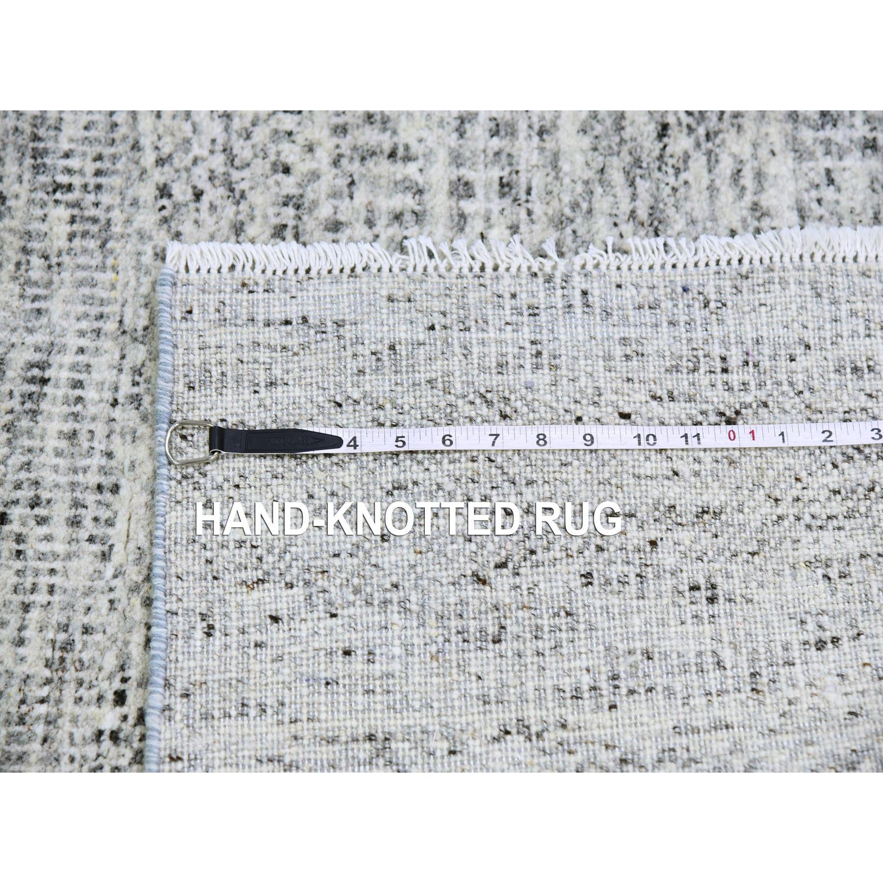 3'x5'1" Gainsboro Gray, Modern Tone on Tone Grass Design, Hand Knotted, Undyed Organic Wool, Oriental Rug HR79524 - Image 7