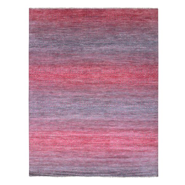 9'4"x12'2" Desire Red, Modern Chiaroscuro Collection, Thick and Plush, Natural Wool Hand Knotted, Oriental Rug HR79645
