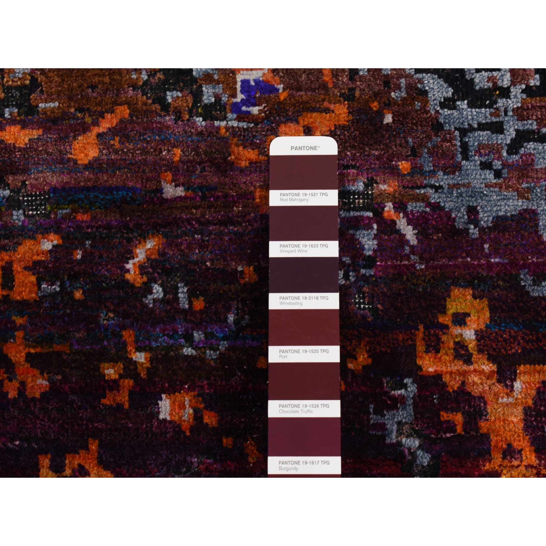 8'10"x12' Sapphire Blue, Hand Knotted, Galactical Modern Design, Sari Silk and Textured Pile, Oriental Rug HR87098 - Image 8