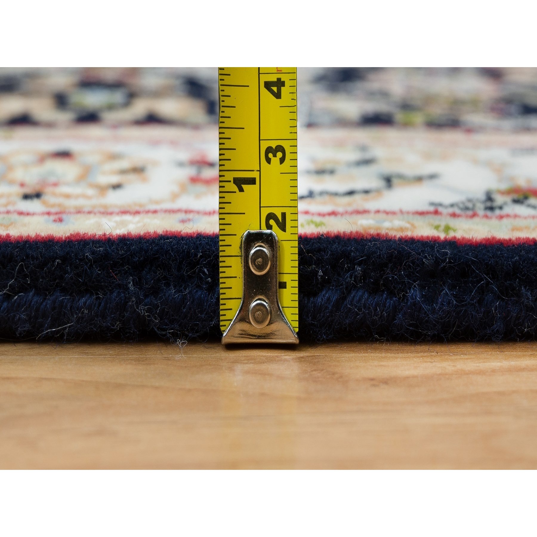 2'7"x10' Midnight Blue, Nain with Center Medallion Flower Design, 250 KPSI, Soft Wool, Hand Knotted, Runner Oriental Rug HR65984 - Image 7