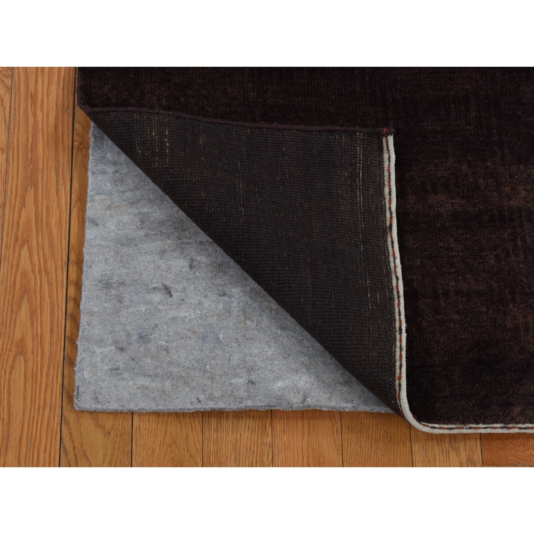 4'x5'8" Bistre Brown, Hand Knotted, Wool and Silk, Roman Key Design, Tone on Tone, Nepali, Oriental Rug HR87183 - Image 2