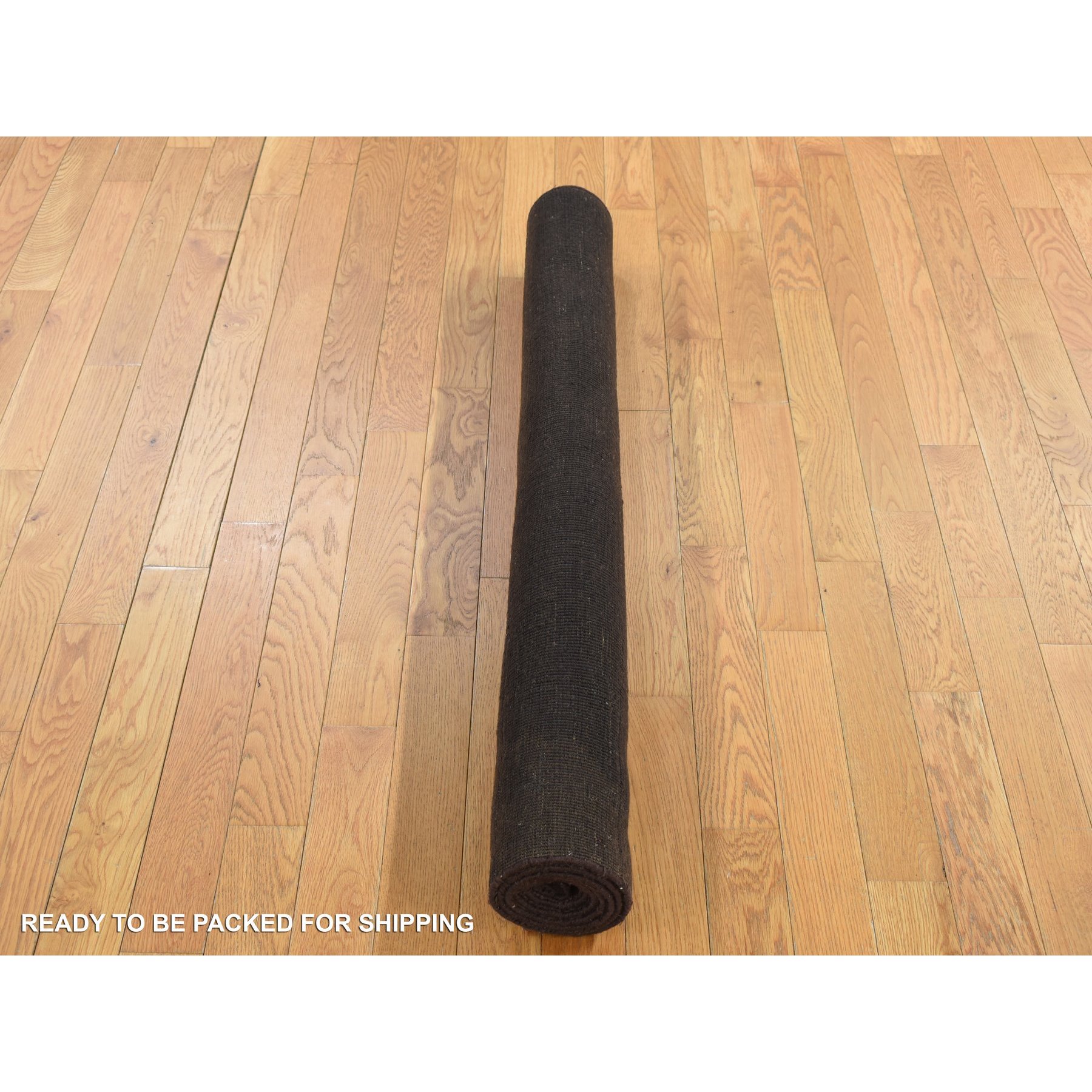 4'x5'8" Bistre Brown, Hand Knotted, Wool and Silk, Roman Key Design, Tone on Tone, Nepali, Oriental Rug HR87183 - Image 6