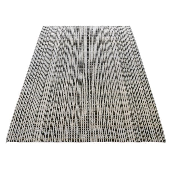 4'x5'10" British Racing Green, Modern Tone on Tone Criss Cross Design, Pure Wool, Hand Knotted, Oriental Rug HR87214