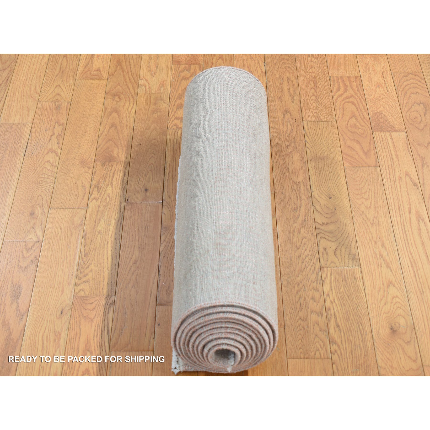 2'7"x11'3" Champagne Pink, Grass Design Gabbeh, Wool and Silk, Hand Knotted, Runner Oriental Rug HR87302 - Image 5