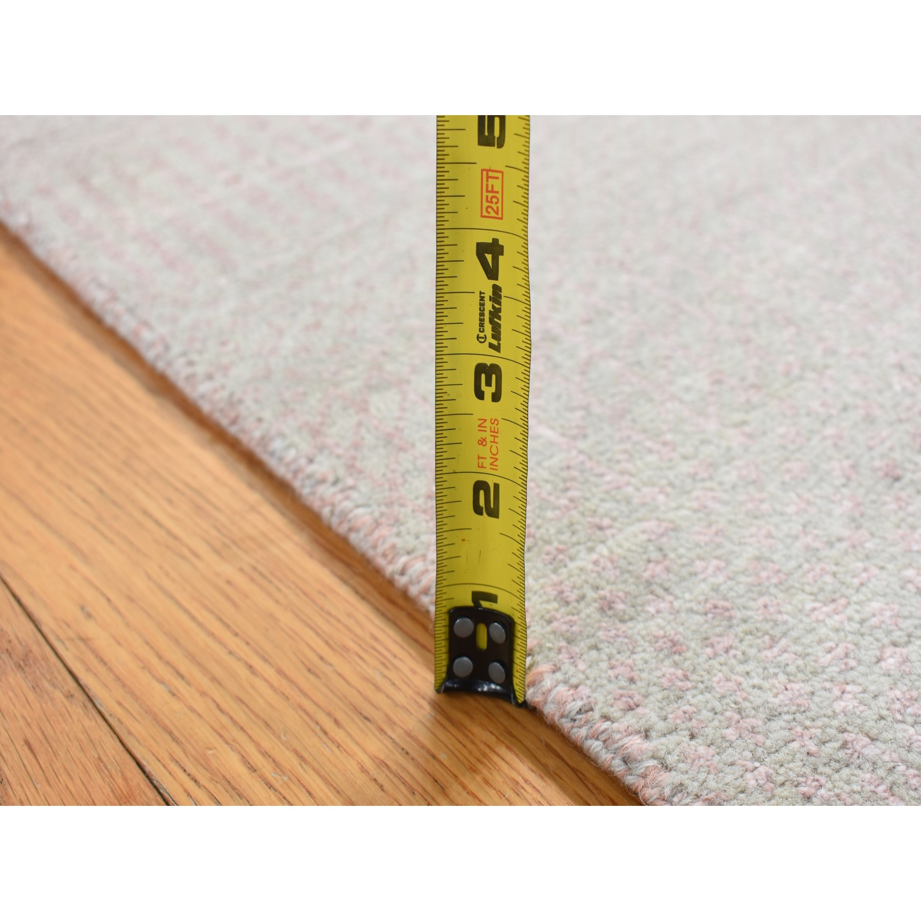 2'7"x11'3" Champagne Pink, Grass Design Gabbeh, Wool and Silk, Hand Knotted, Runner Oriental Rug HR87302 - Image 6