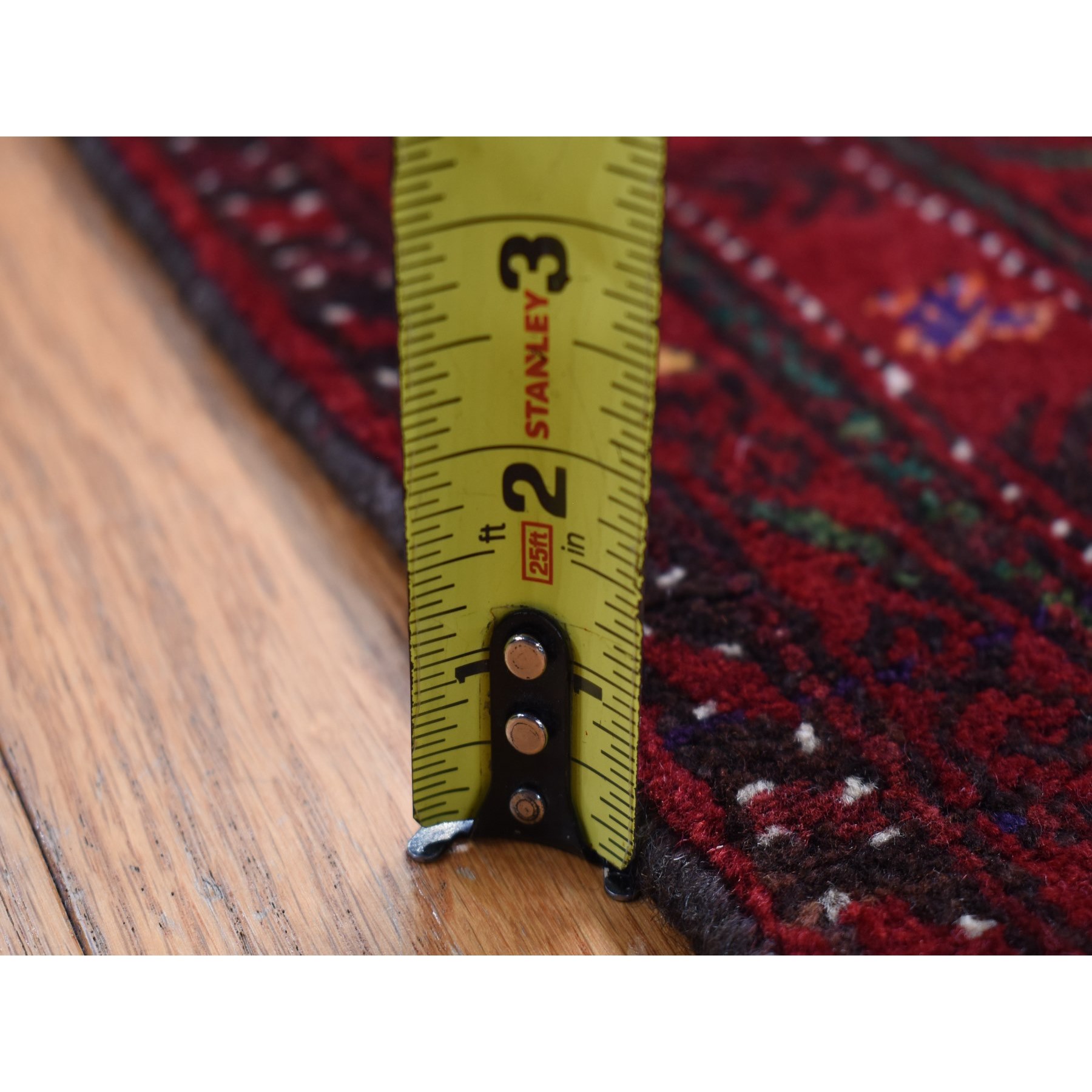 3'7"x6'5" Dark Chocolate Brown, Vintage Persian Baluch, Serrated Repetitive Geometrical Medallion Design, Excellent Condition, Pure Wool, Hand Knotted, Oriental Rug HR87392 - Image 8