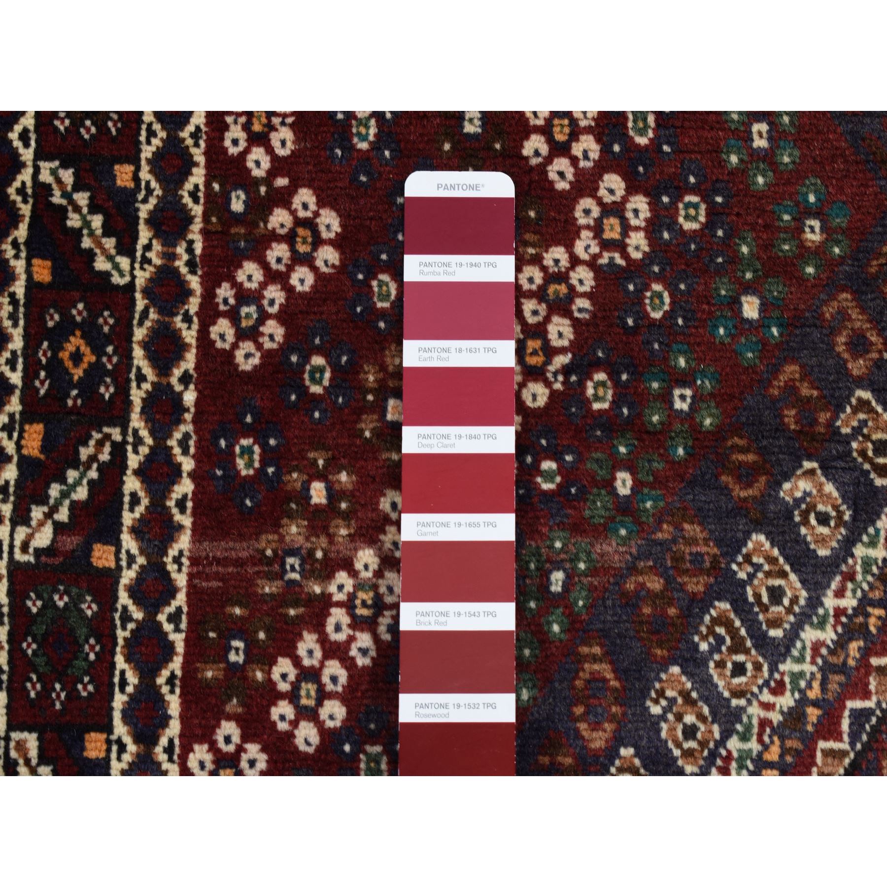 4'1"x5'9" Millennium Blue, Vintage Persian Shiraz Intricate Design, Pure Wool, Hand Knotted, Oriental Rug HR87399 - Image 5