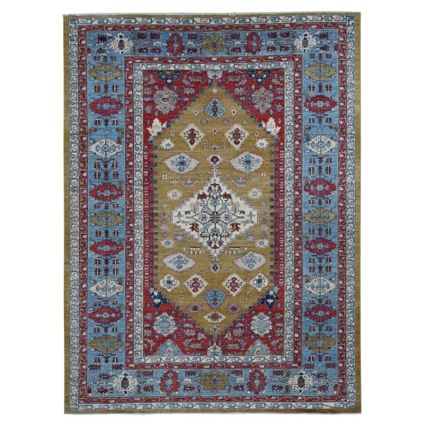 9'10"x13'10" Old Moss Green, Geometric Bakshaish Design Peshawar, Hand Knotted, Pure Wool, Oriental Rug HR87536