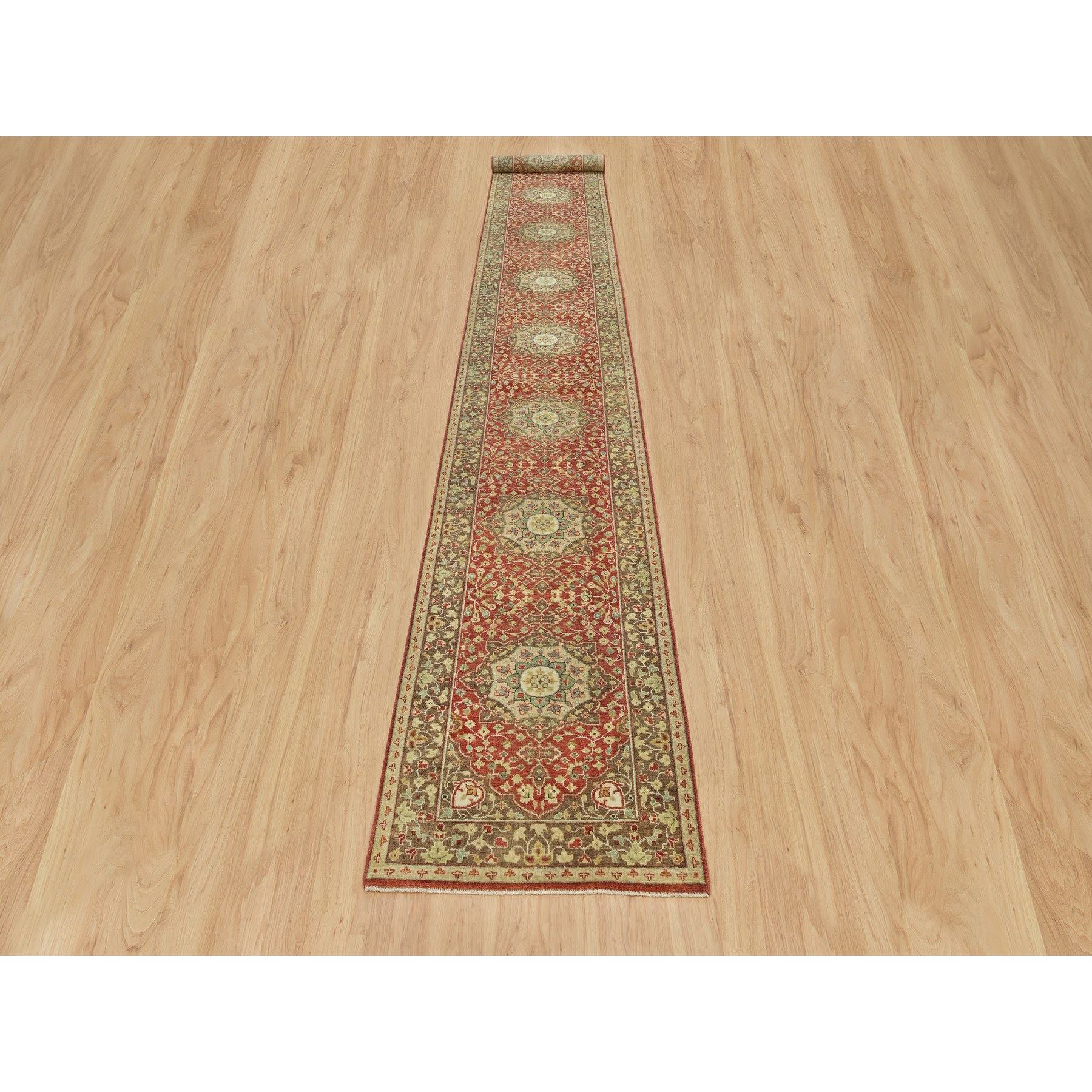 2'7"x18' Rufous Red, Hand Knotted, Natural Wool, Dense Weave, Soft and Plush Pile, Antiqued Tabriz Haji Jalili Design, XL Runner Oriental Rug HR90107 - Image 2
