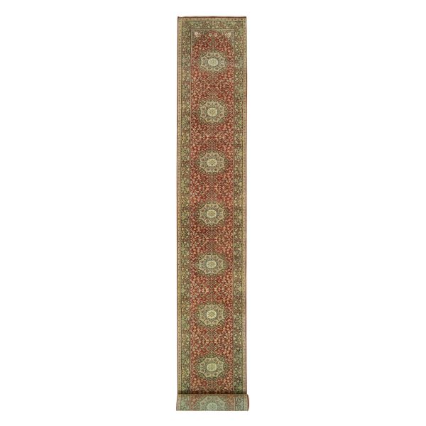 2'7"x22' Cherry Red, Antiqued Tabriz Haji Jalili Design, Fine Weave, Natural Dyes, All Wool, Plush Pile, Hand Knotted, XL Runner Oriental Rug HR90116