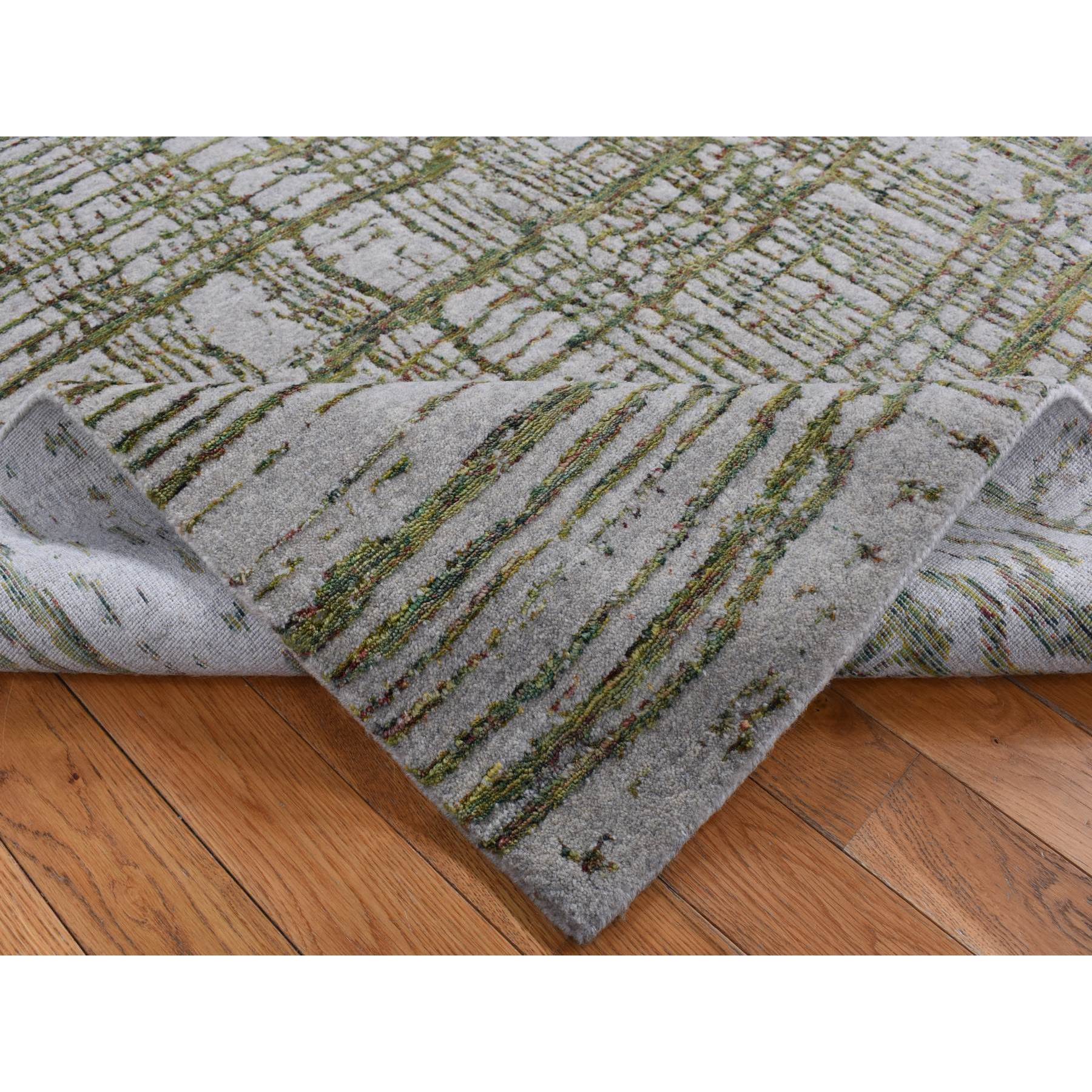 6'x8'9" Goose Gray, Modern Fine Jacquard Hand Loomed, Wool and Art Silk, Oriental Rug HR80968 - Image 5