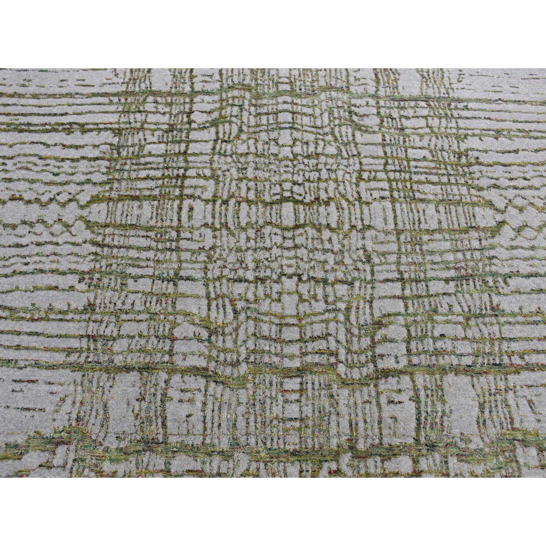 6'x8'9" Goose Gray, Modern Fine Jacquard Hand Loomed, Wool and Art Silk, Oriental Rug HR80968 - Image 8
