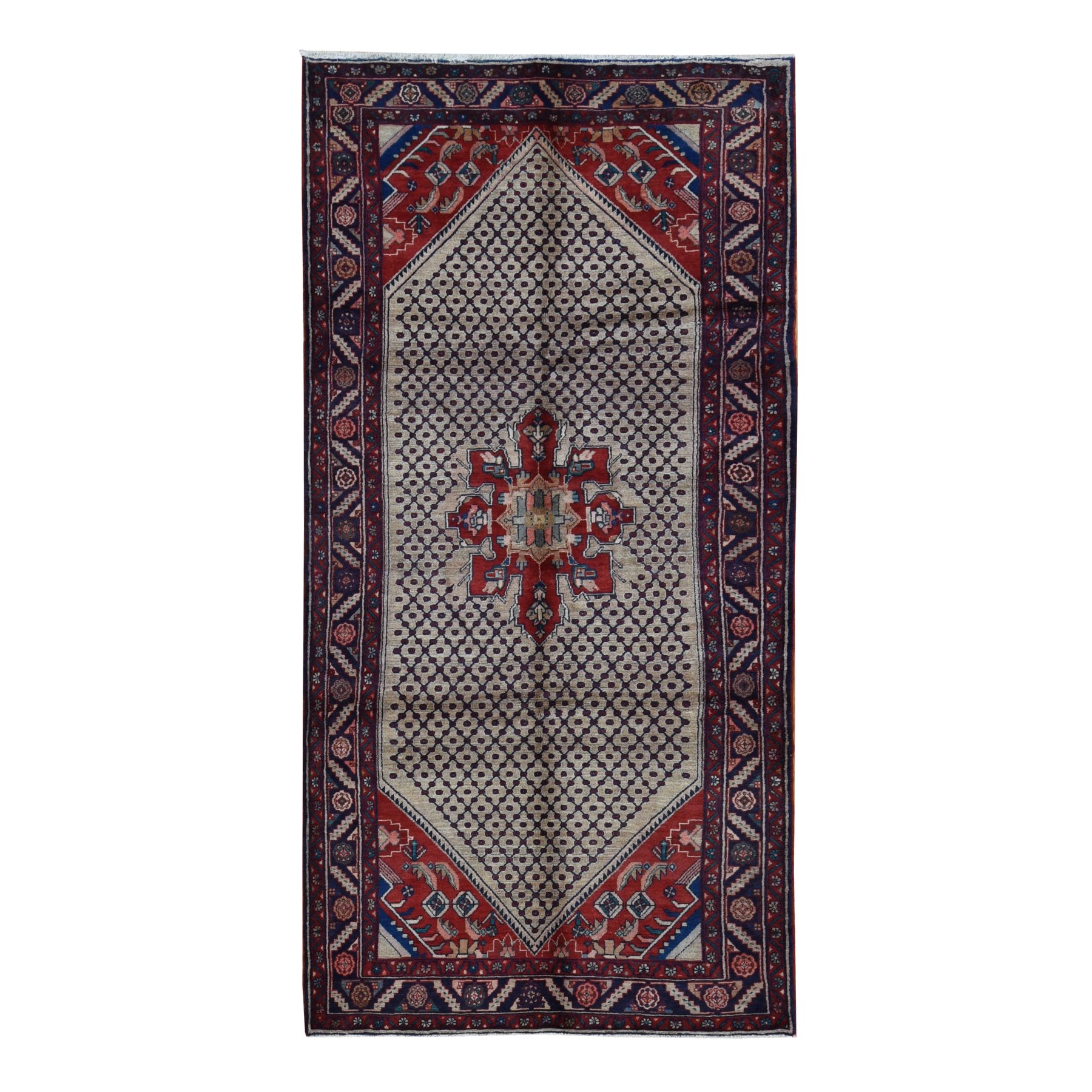 5'1"x10'2" Mojave Desert Brown, New Persian Hamadan, Camel Hair, Pure Wool, Hand Knotted, Oriental Rug HR87527