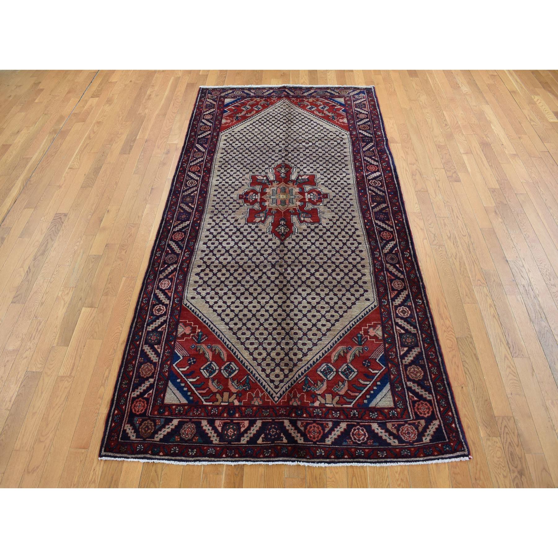 5'1"x10'2" Mojave Desert Brown, New Persian Hamadan, Camel Hair, Pure Wool, Hand Knotted, Oriental Rug HR87527 - Image 2