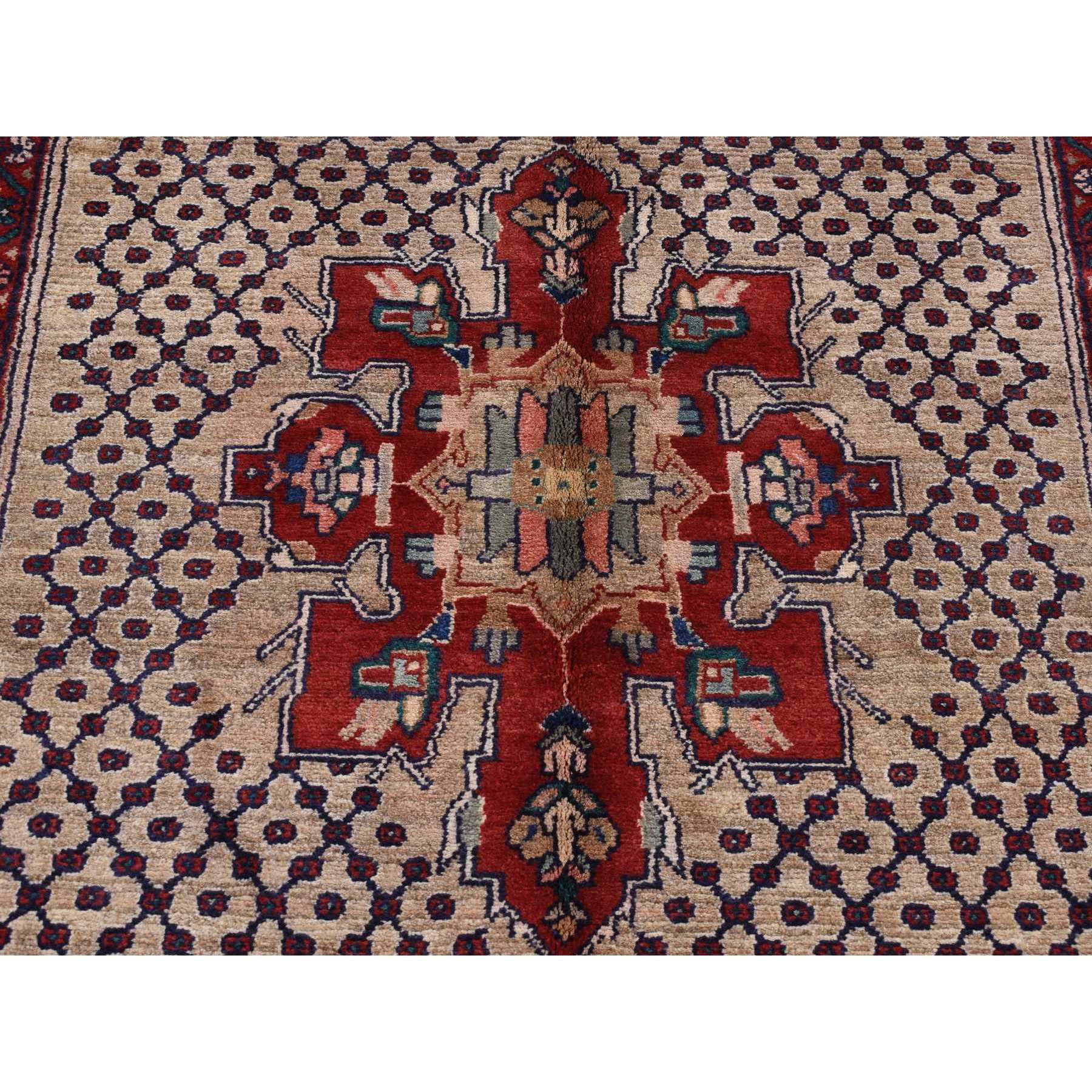 5'1"x10'2" Mojave Desert Brown, New Persian Hamadan, Camel Hair, Pure Wool, Hand Knotted, Oriental Rug HR87527 - Image 6