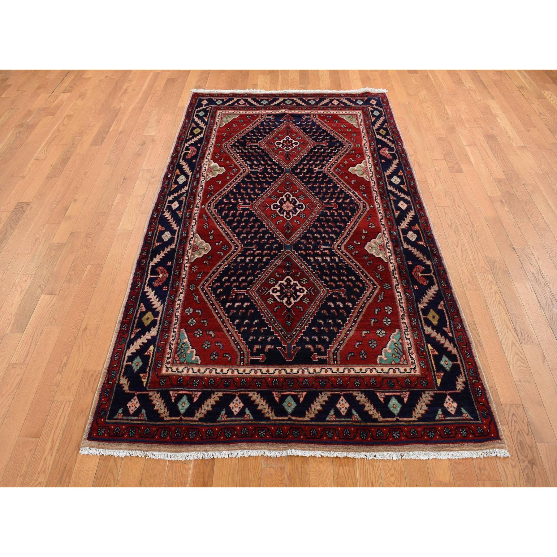 5'1"x9'7" Fire Brick Red, New Persian with Triple Serrated Medallion Design, Camel Hair, Pure Wool, Hand Knotted, Oriental Rug HR87575 - Image 2