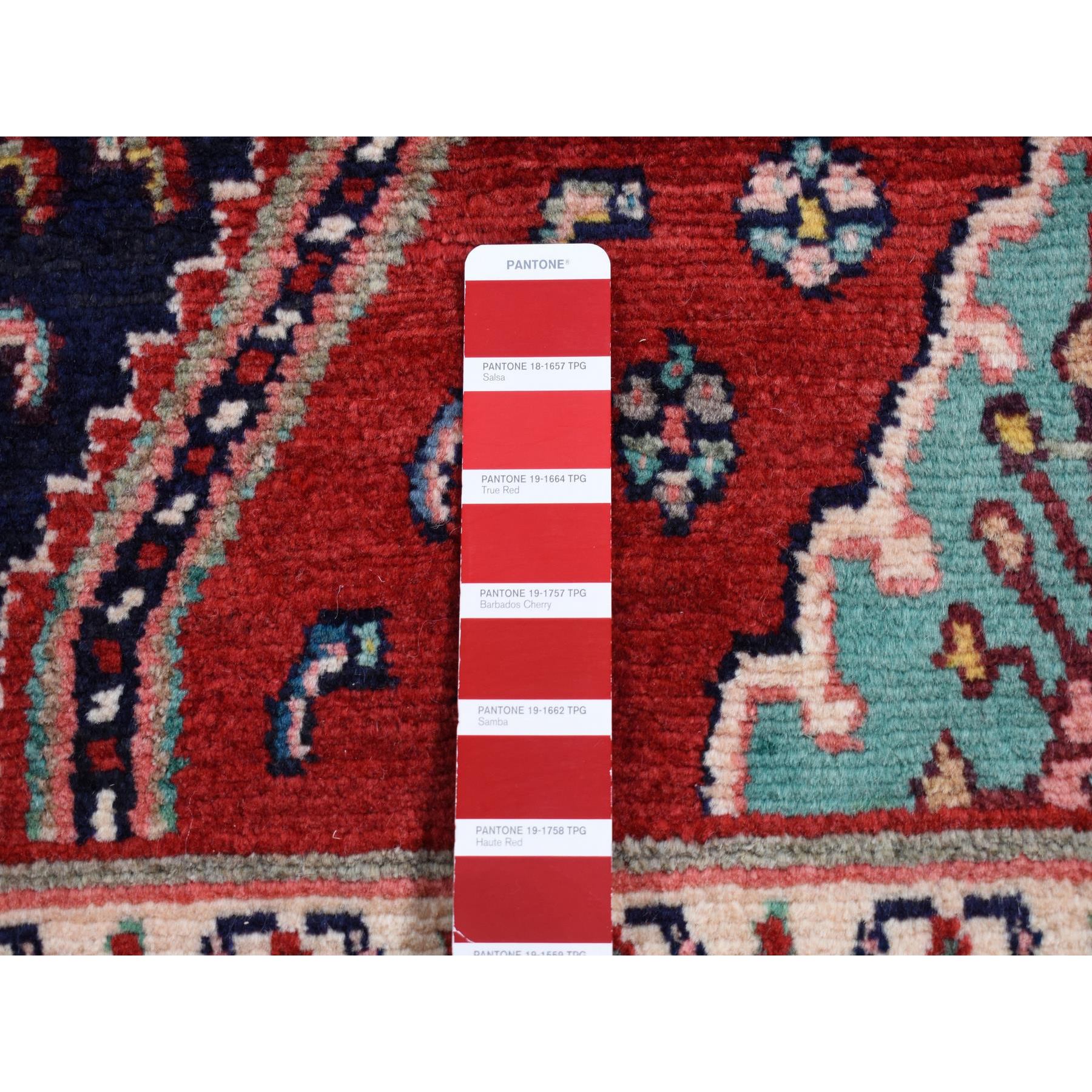 5'1"x9'7" Fire Brick Red, New Persian with Triple Serrated Medallion Design, Camel Hair, Pure Wool, Hand Knotted, Oriental Rug HR87575 - Image 7