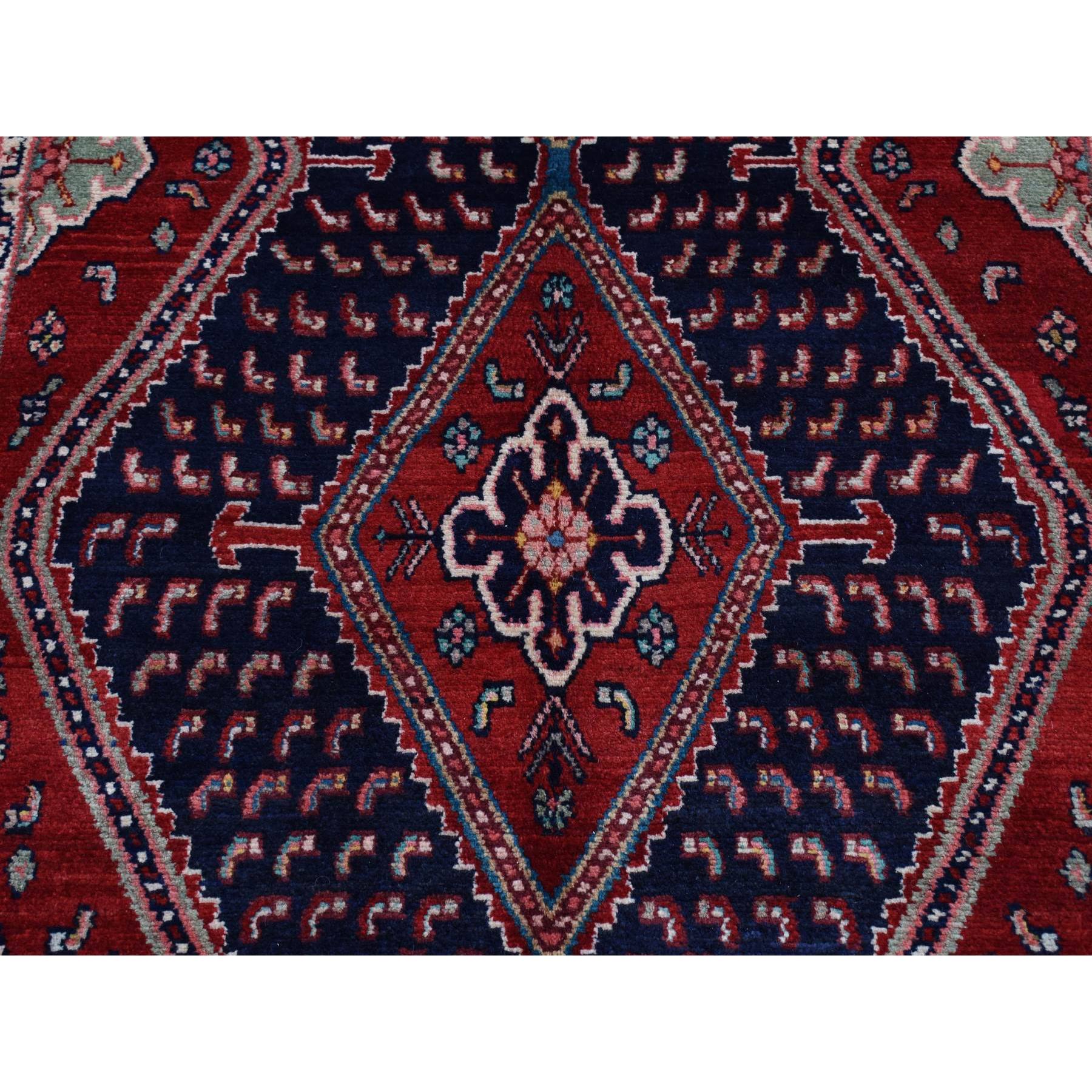 5'1"x9'7" Fire Brick Red, New Persian with Triple Serrated Medallion Design, Camel Hair, Pure Wool, Hand Knotted, Oriental Rug HR87575 - Image 8