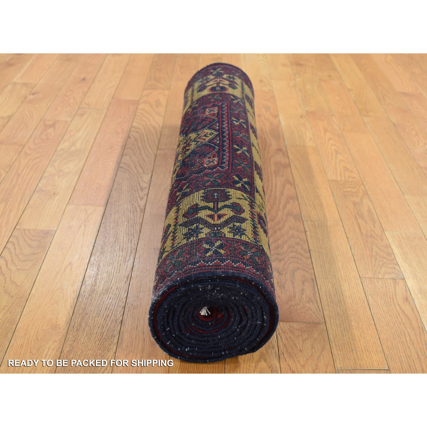 3'x10'2" Vermilion Red, Afghan Khamyab, Vegetable Dyes, Denser Weave, Shiny Wool, Hand Knotted, Runner Oriental Rug HR87617 - Image 8