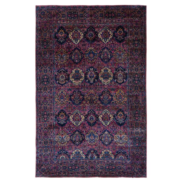 8'10"x14'1" Magenta Color, Antique Persian Taftanjian Sarouk, 300 KPSI, Clean and Soft, Full Pile, Hand Knotted, Pure Wool, Oriental Rug HR87642