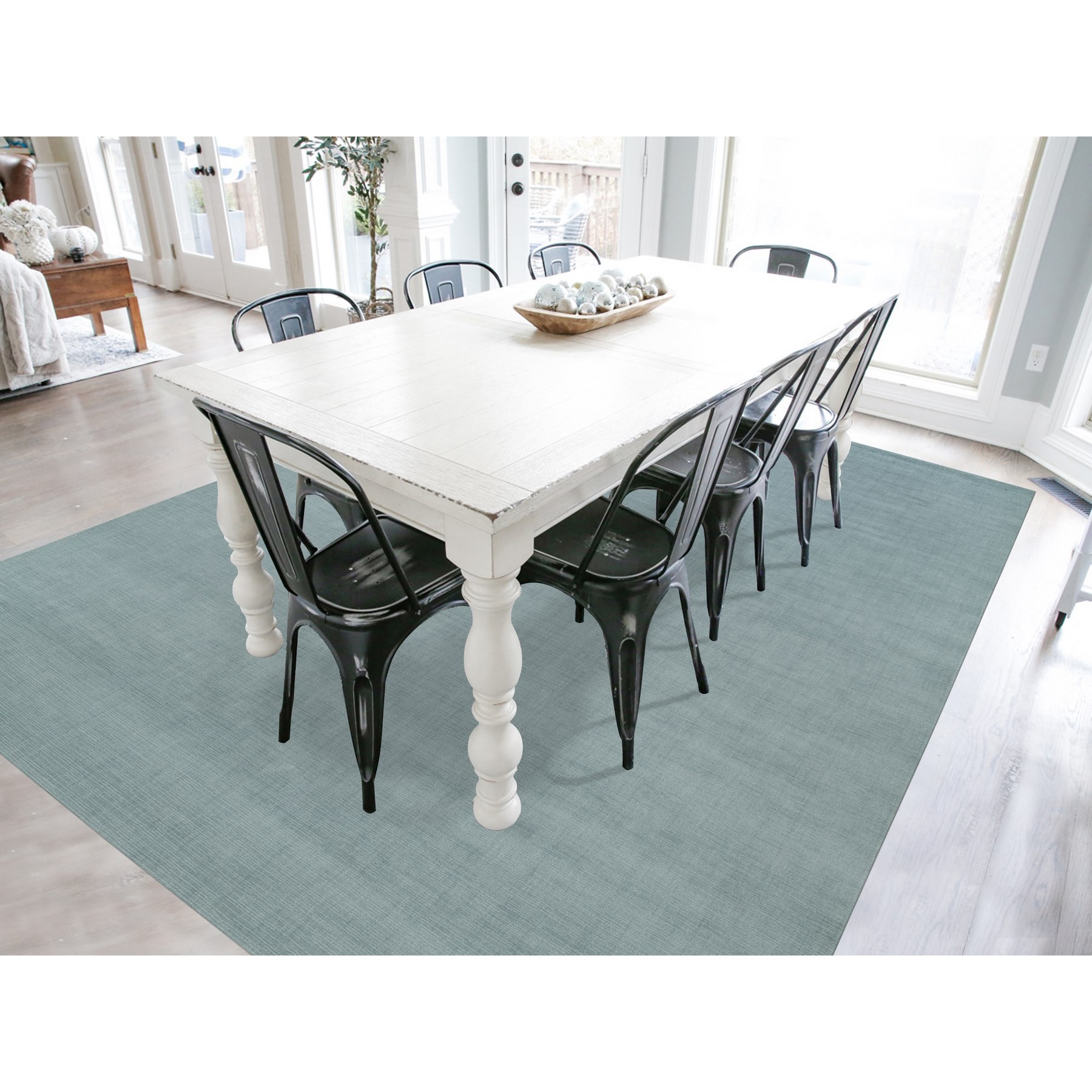 9'x12' Templeton Gray, Loom Knotted Plain Wool and Plant Based Silk, Thick and Plush Soft Pile, Oriental Rug HR90154 - Image 2