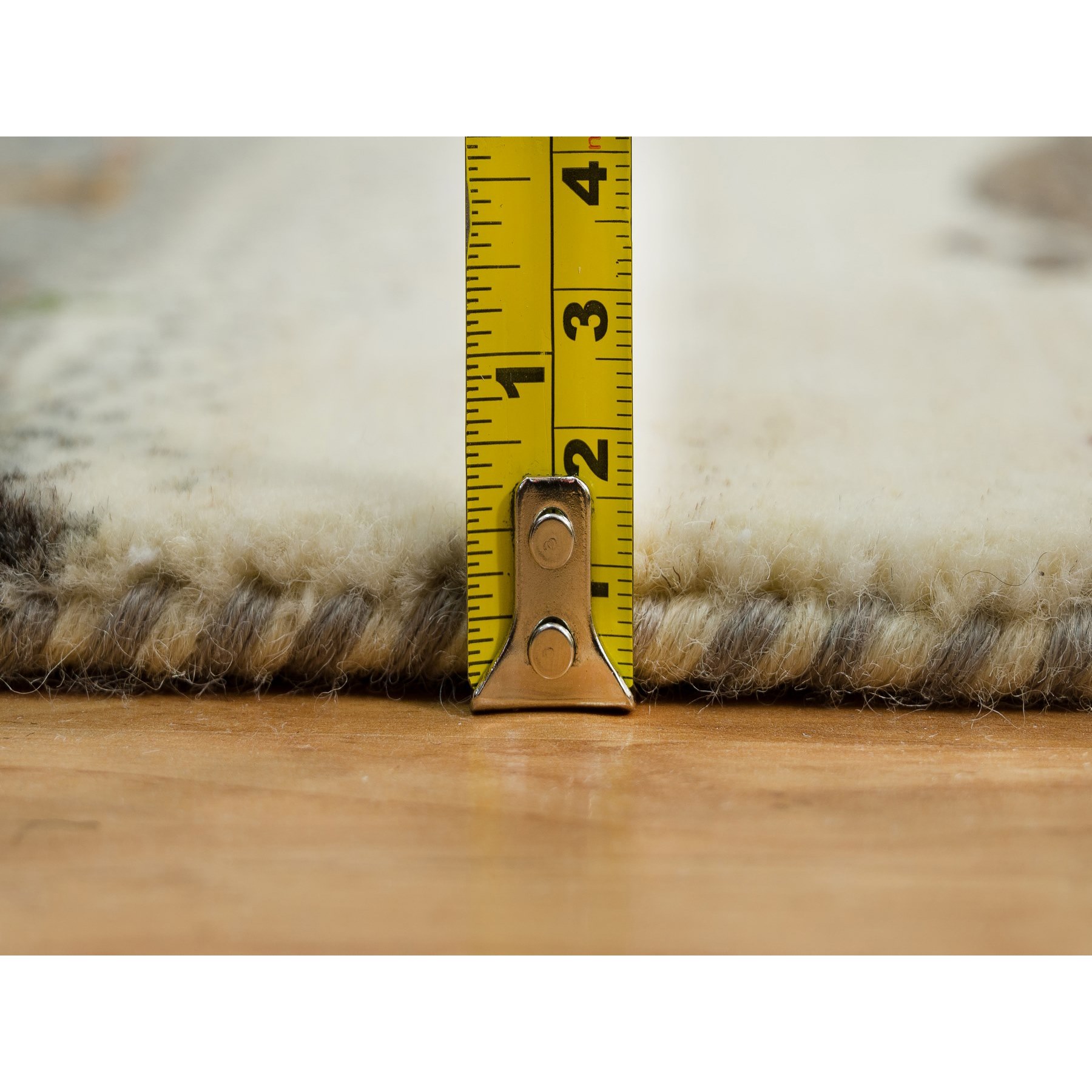 2'7"x8' Linen White, Lori Buft Gabbeh with Small Animal Figurines, Modern Striae Design, Thick and Plush Soft Pile, 100% Wool, Hand Knotted, Runner Oriental Rug HR90155 - Image 7
