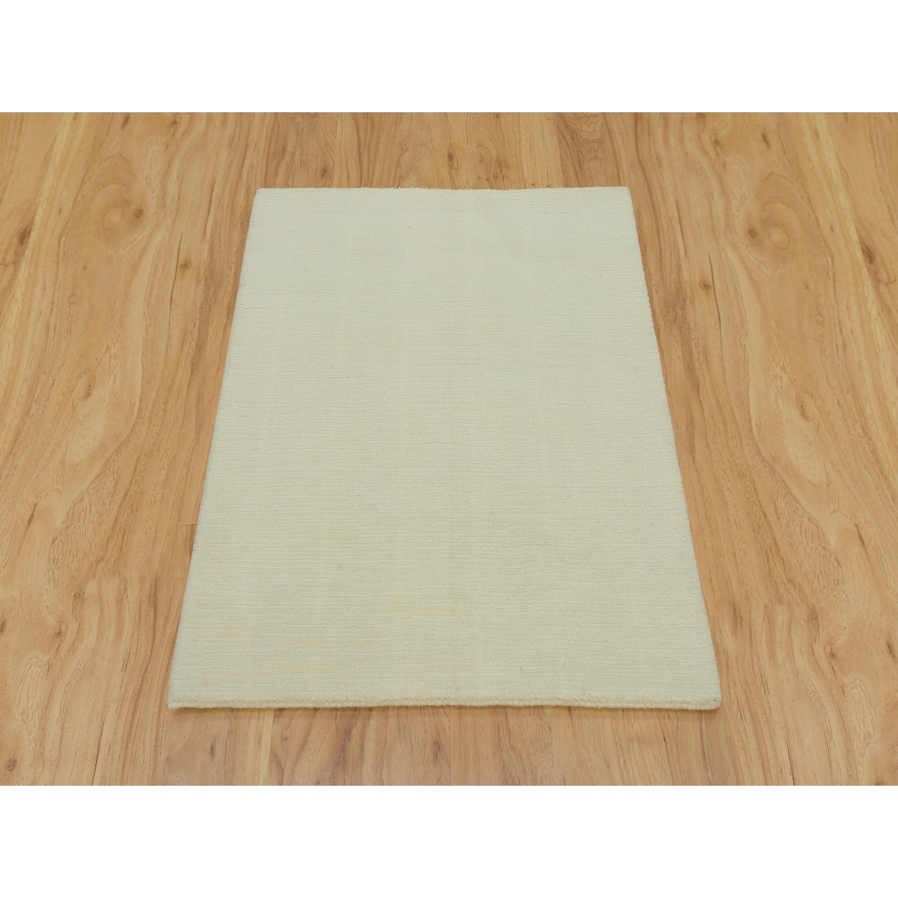 2'x3' Photon White, Thick and Plush, Modern Plain Loom Knotted Wool and Plant Based Silk, Mat Oriental Rug HR90174 - Image 2