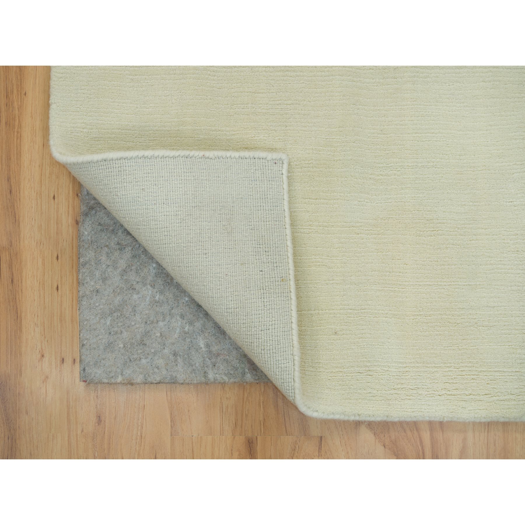 2'x3' Photon White, Thick and Plush, Modern Plain Loom Knotted Wool and Plant Based Silk, Mat Oriental Rug HR90174 - Image 3