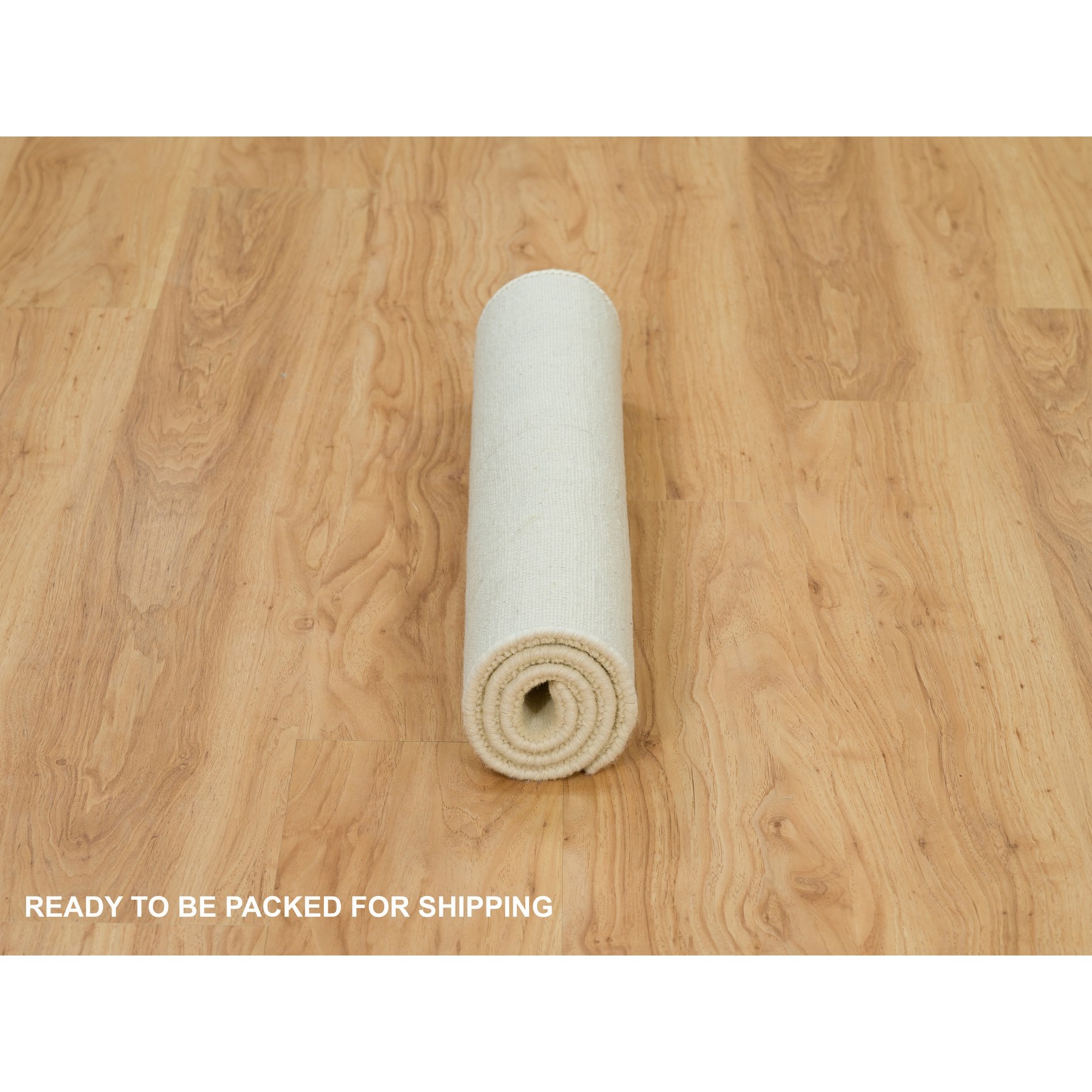 2'x3' Photon White, Thick and Plush, Modern Plain Loom Knotted Wool and Plant Based Silk, Mat Oriental Rug HR90174 - Image 6