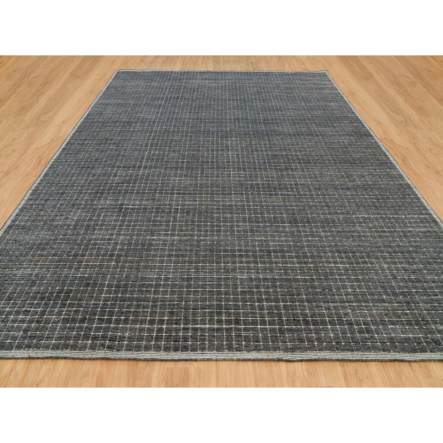 12'x14'10" Jet Gray, Modern Box Design and Plain Decor, Soft Wool, Loomed Knotted, Oversized Oriental Rug HR90188 - Image 3